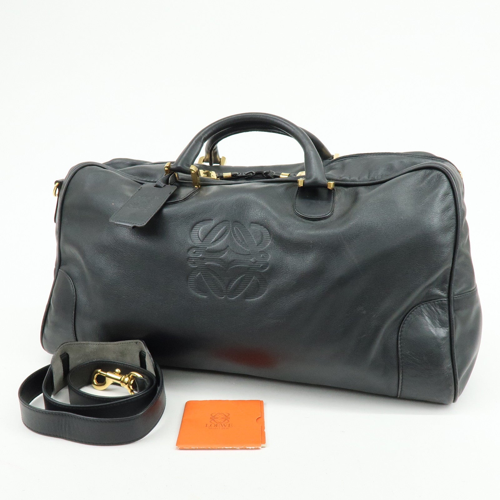 LOEWE Anagram Calf Leather 2Way Bag Boston Bag Black