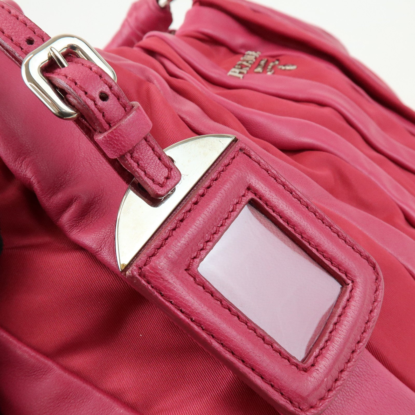 PRADA Nappa Leather Nylon Hand Bag Shoulder Bag Pink BR3994