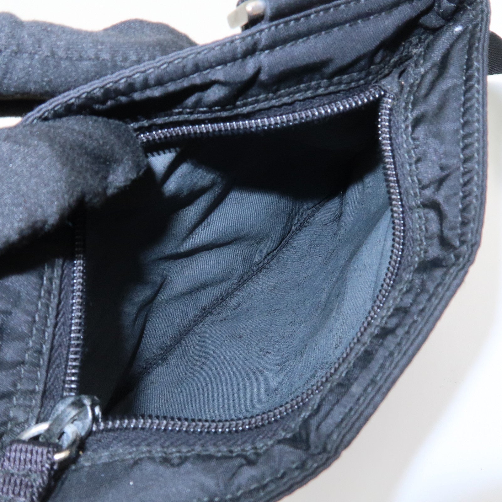 PRADA Triangle Logo Nylon Shoulder Bag Crossbody Bag Black BT7372