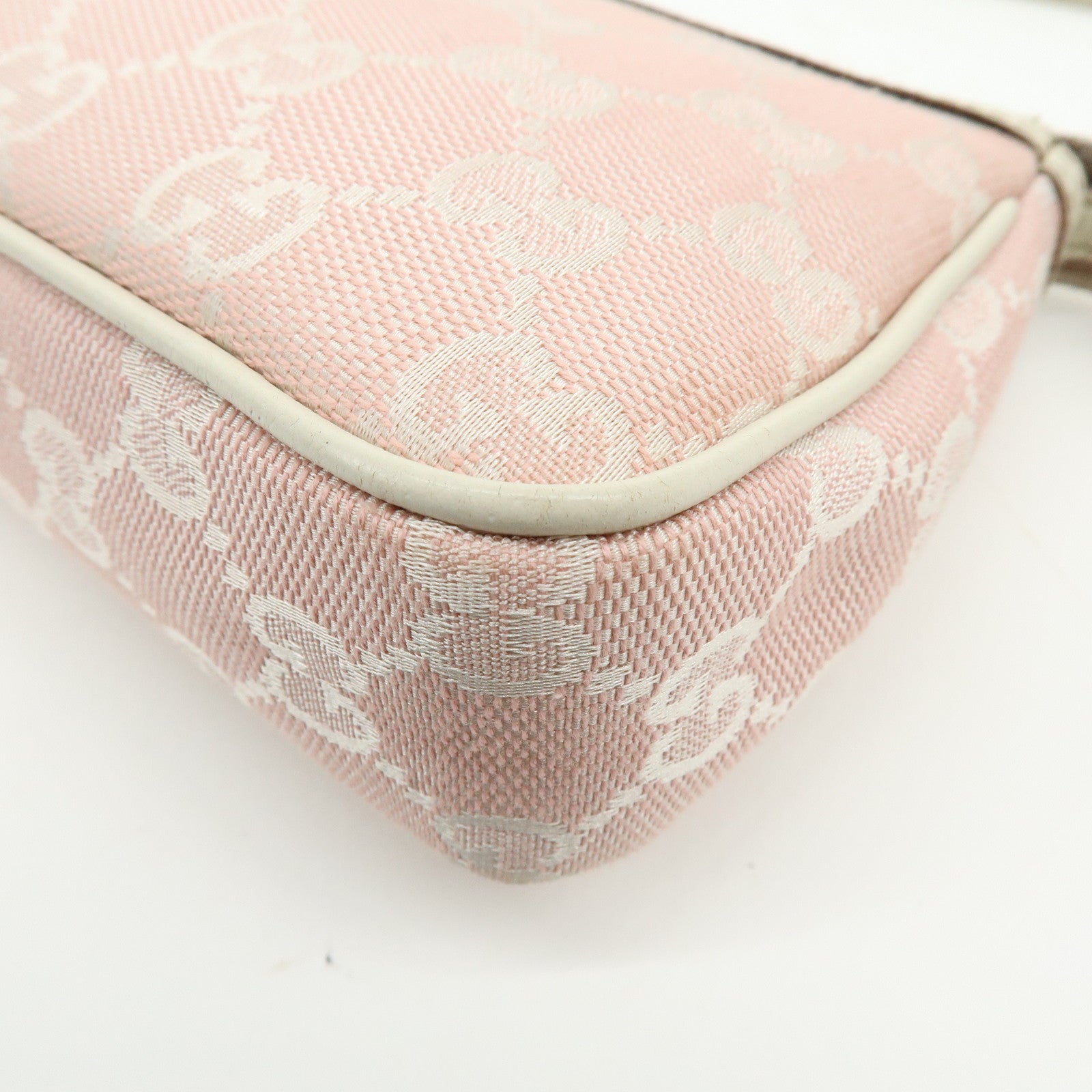 GUCCI GG Canvas Leather Hand Bag Pouch Shoulder Bag Pink 154432