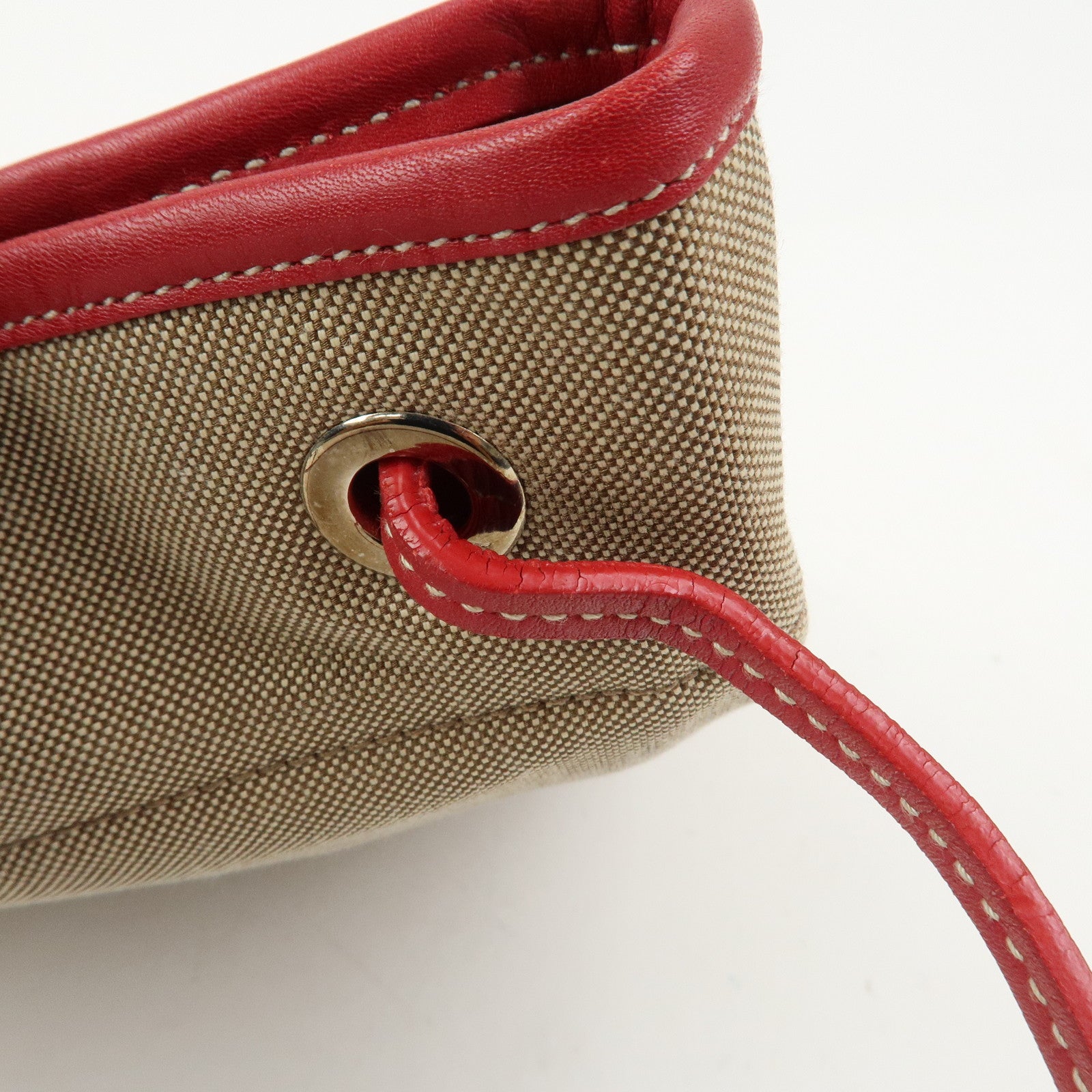 PRADA Logo Canvas Leather Shoulder Bag Crossbody Bag Beige BT0551