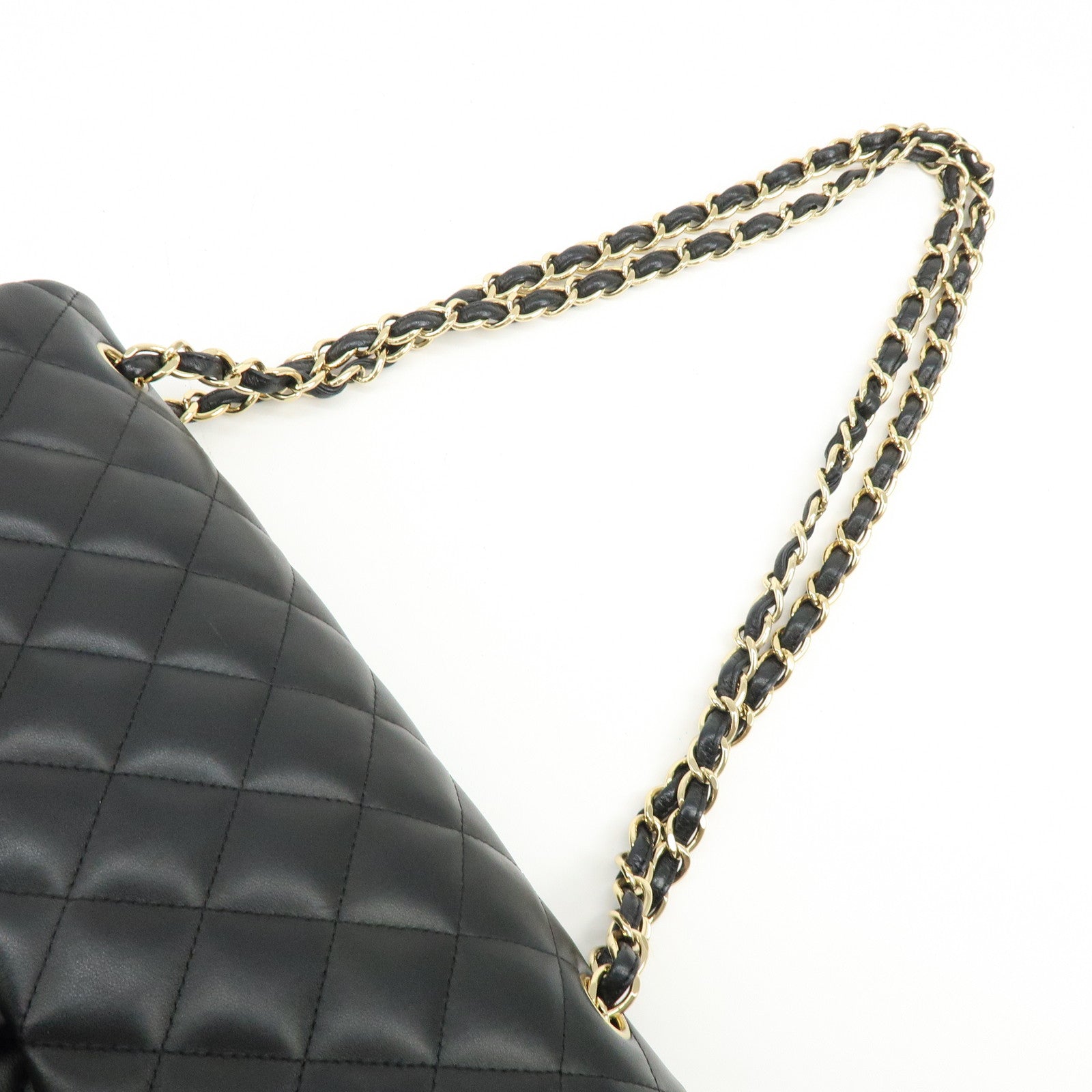CHANEL Matelasse Lamb Skin Chain Shoulder Bag Black A58600