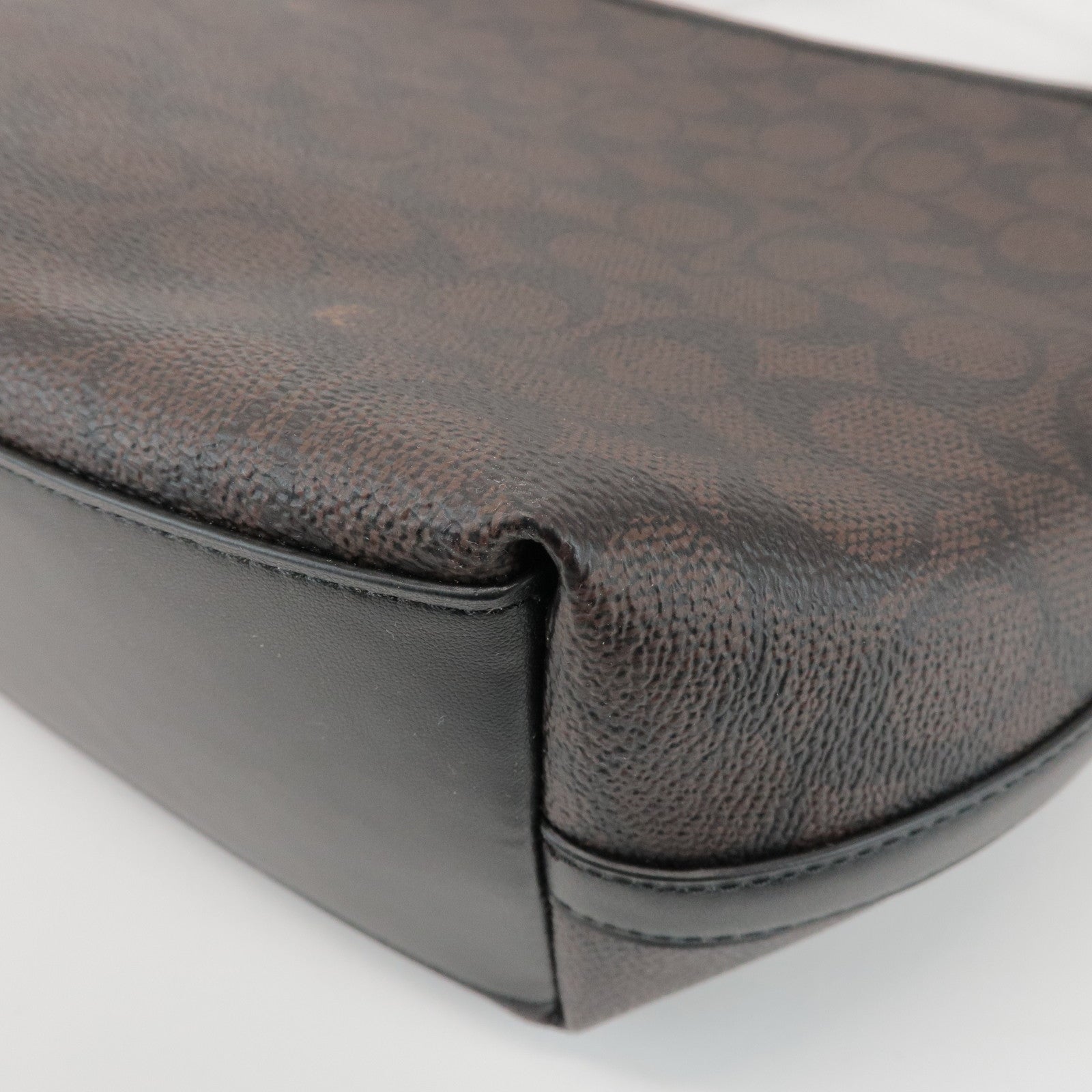 COACH Signature City PVC Leather 2Way Shoulder Bucket Bag Brown