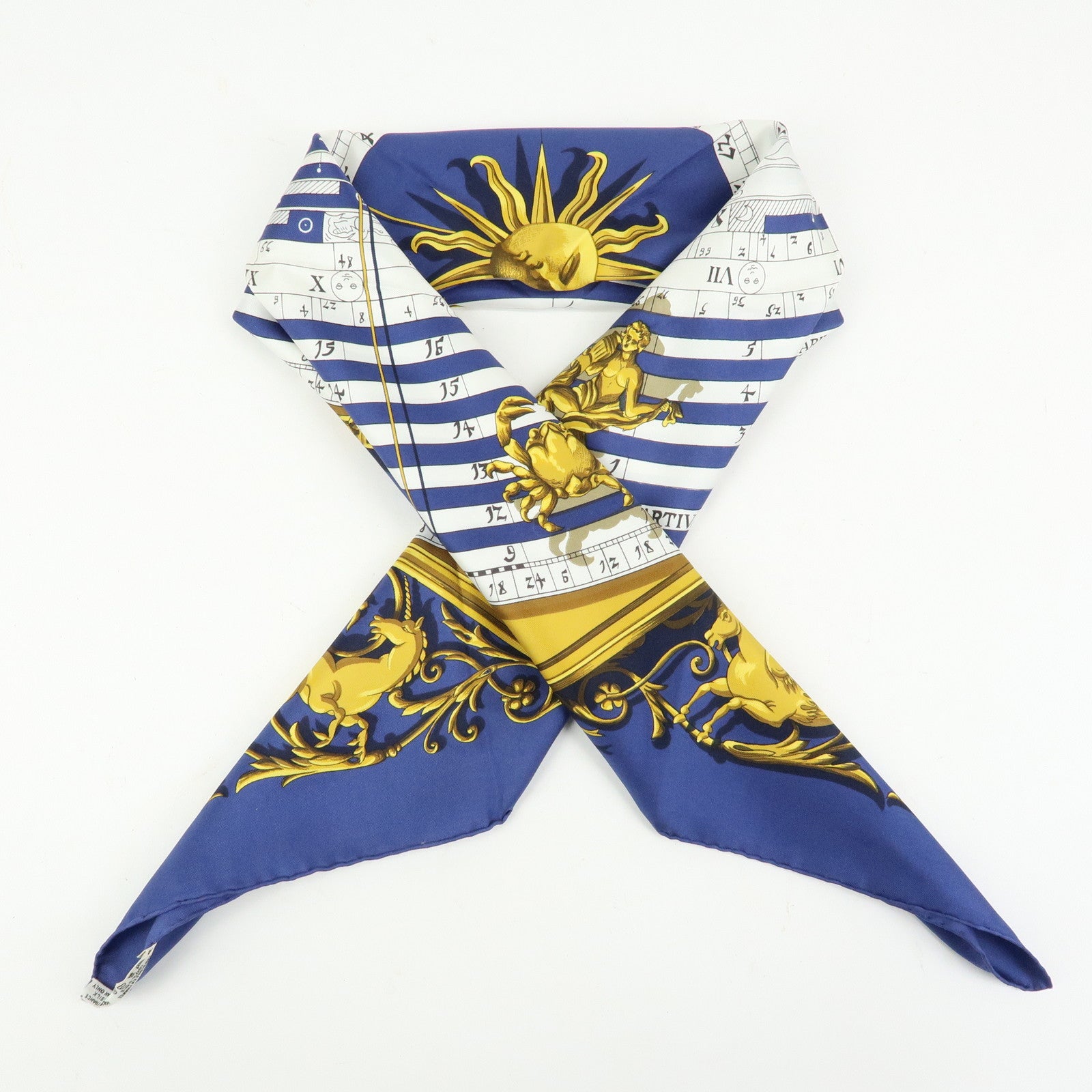 HERMES Carre 90 Silk 100% Scarf DIES ET HORE Multicolor