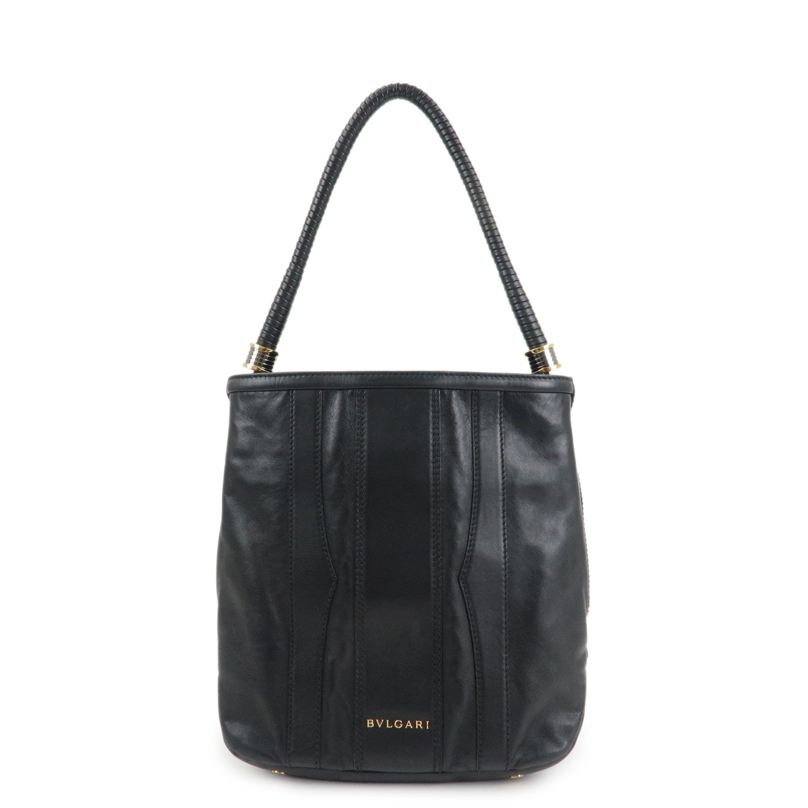 BVLGARI Leather B-Zero1 Shoulder Bag Hand Bag Black