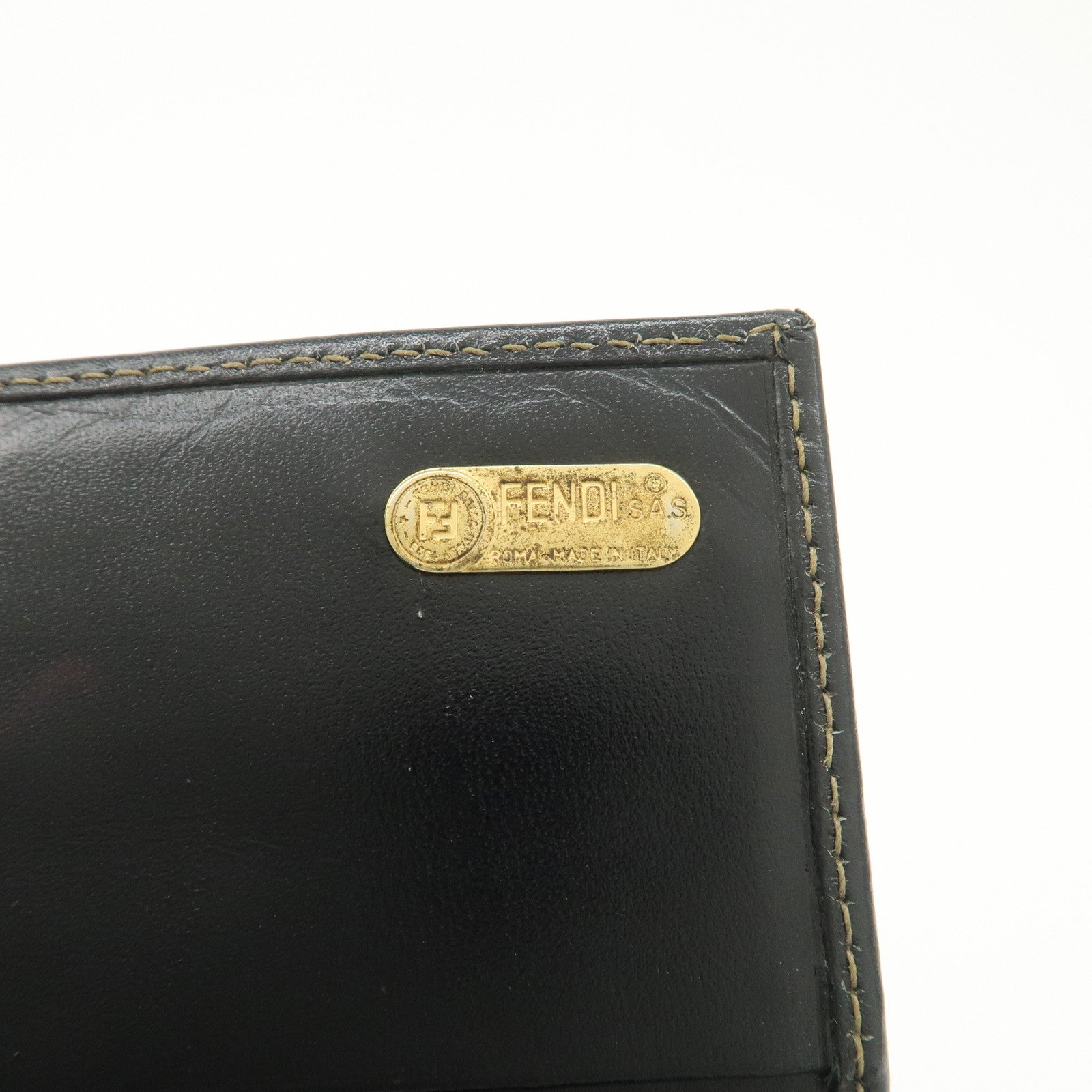 FENDI Set of 2 Pecan Leather PVC Wallet Black Brown 01445-069 30851 Used