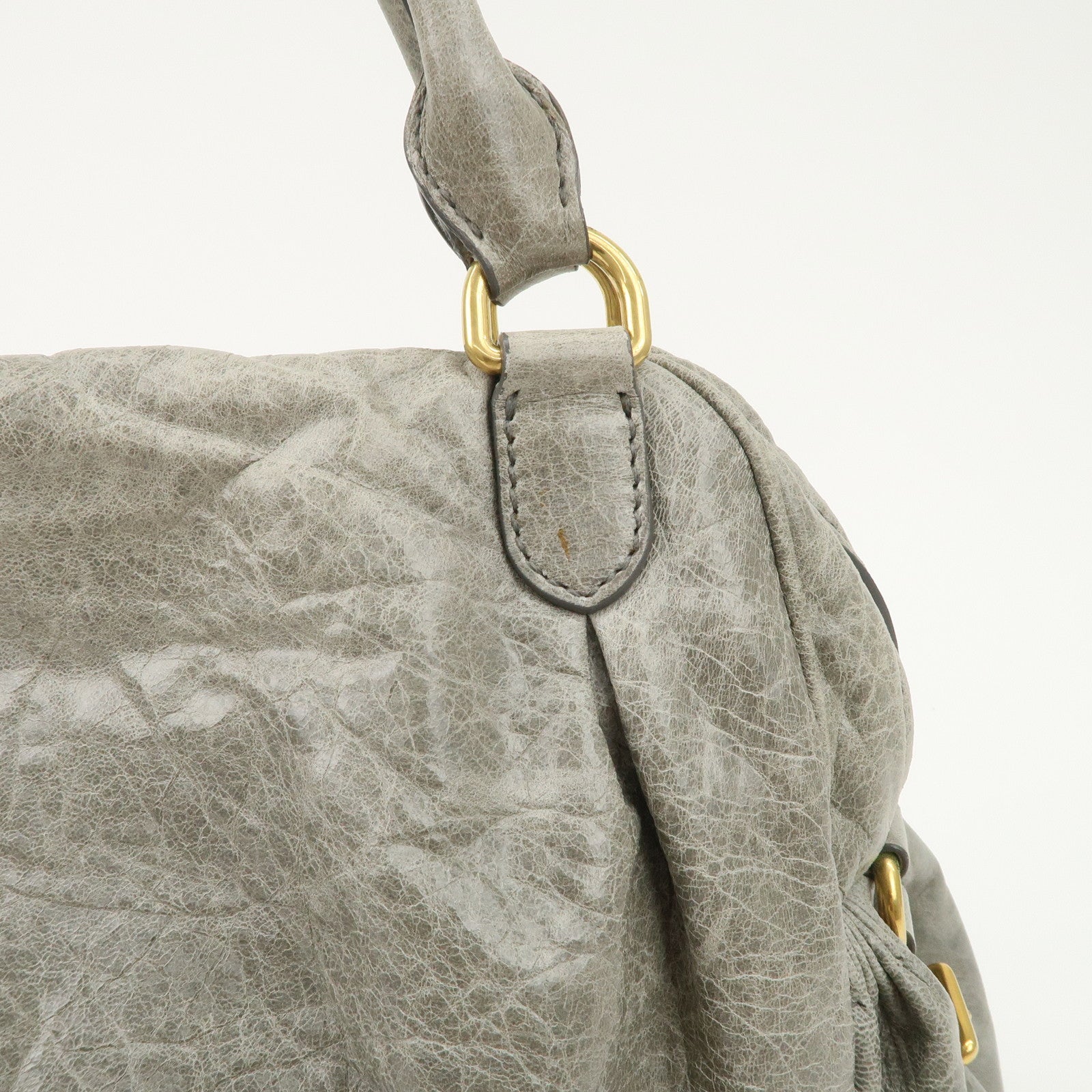 MIU MIU Nappa Leather Hand Bag Emerald Green Used