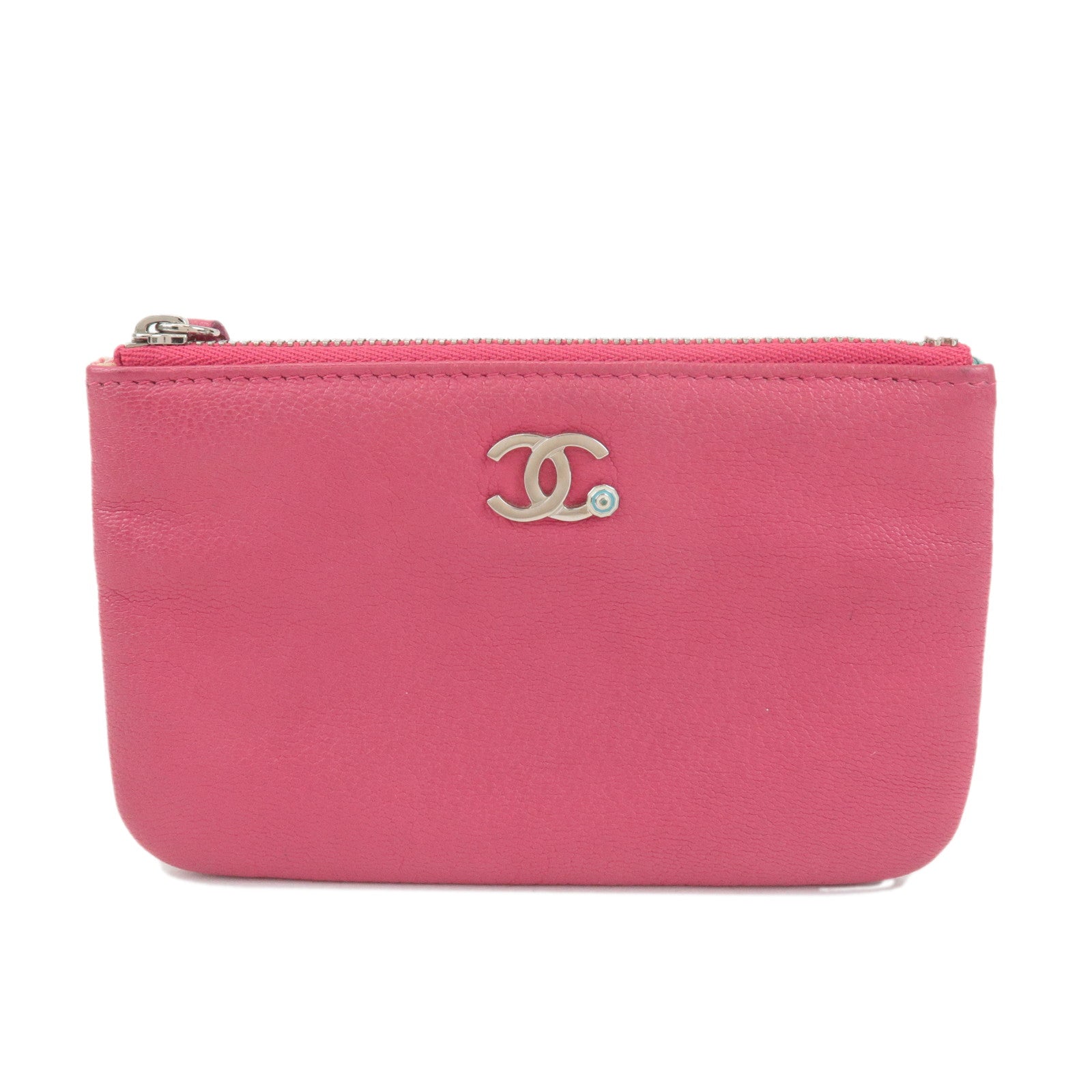 CHANEL COCO Mark Caviarskin Pouch Cosmetic Pouch Pink Used