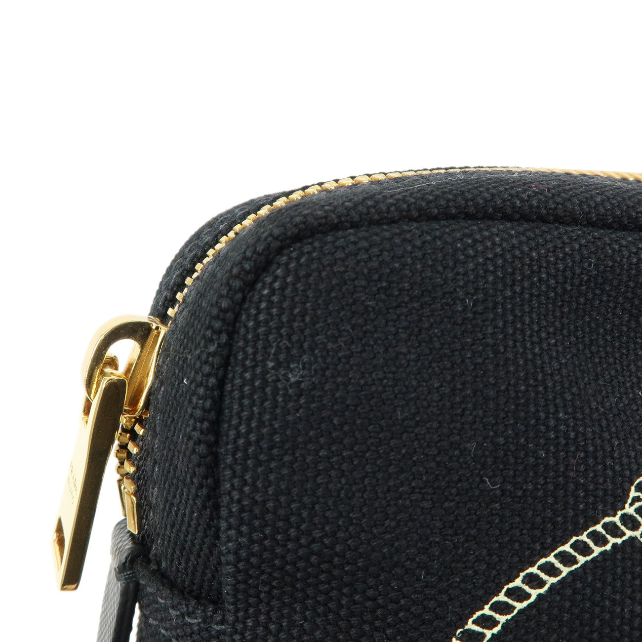 PRADA Logo Canapa Canvas Cosmetic Pouch Black 1NA021