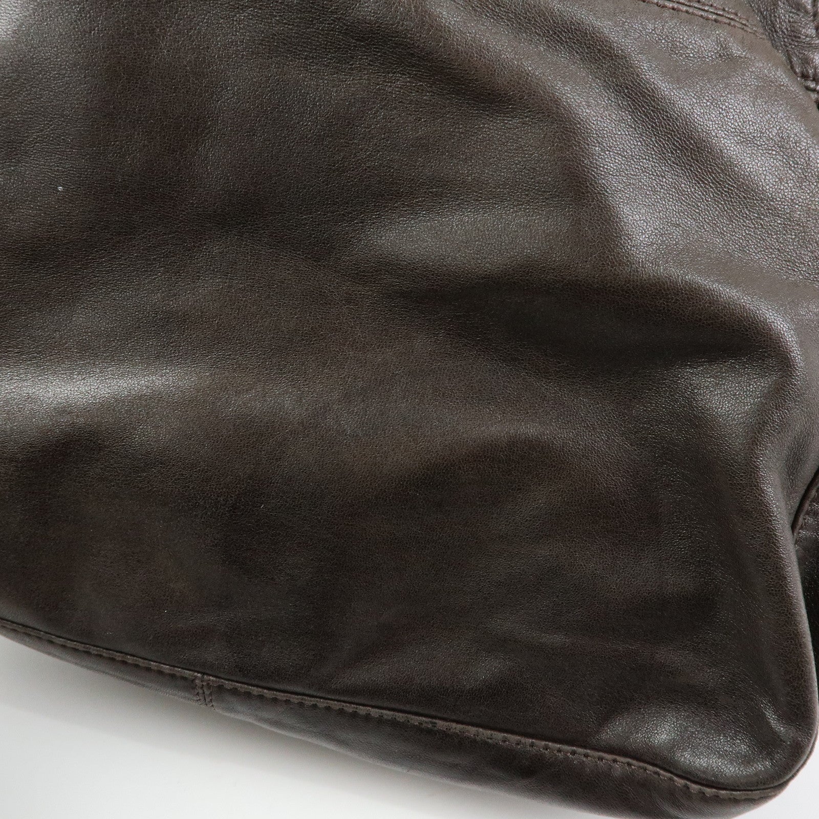 FENDI Mamma Baguette Lamb Skin Shoulder Bag Dark Brown 26325