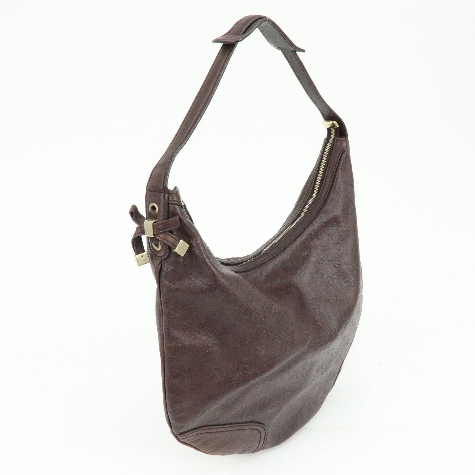 GUCCI Princy Guccissima Leather Shoulder Bag Dark Brown 162882