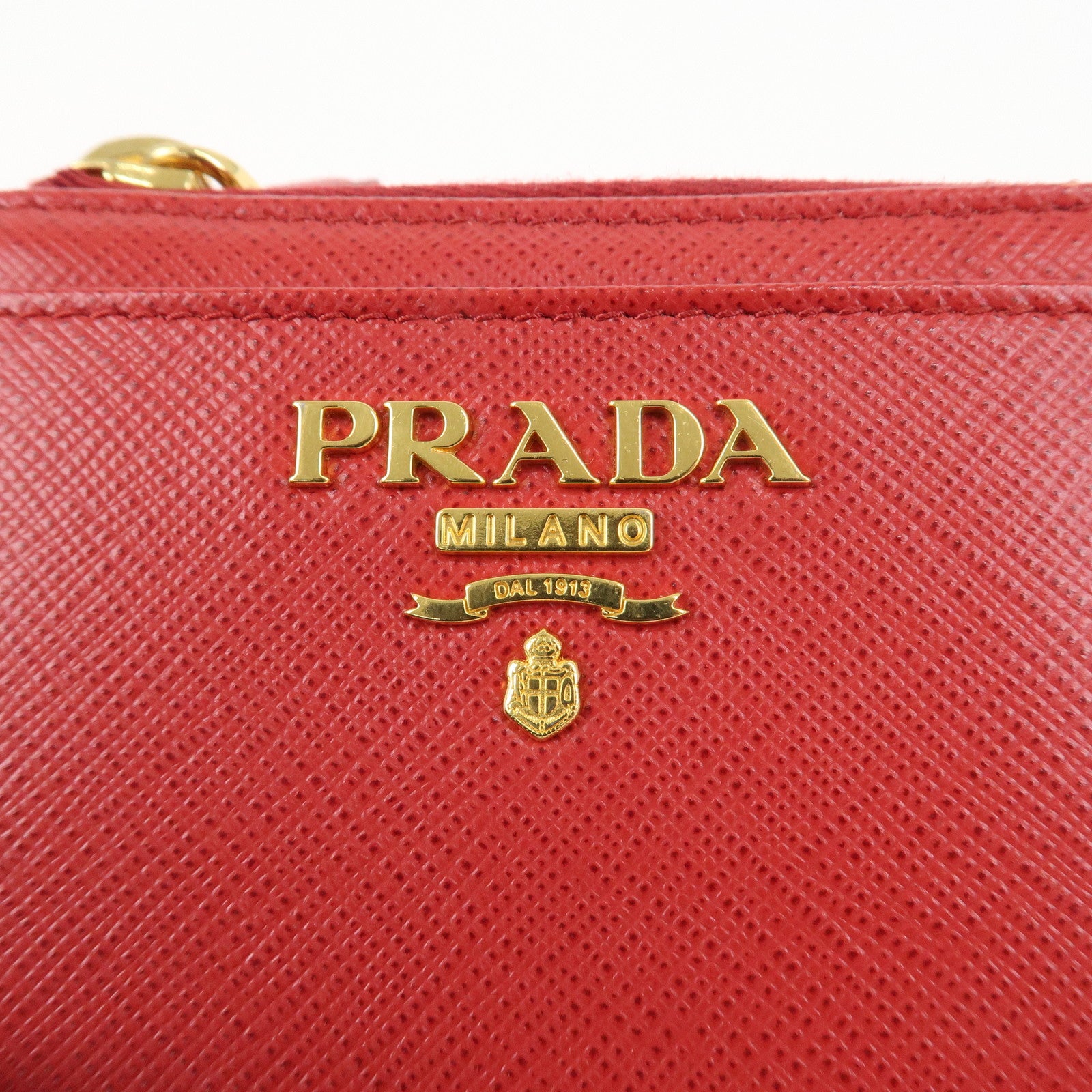 PRADA Leather Zippy Coin Case Red Gold Hardware 1ML025 Used