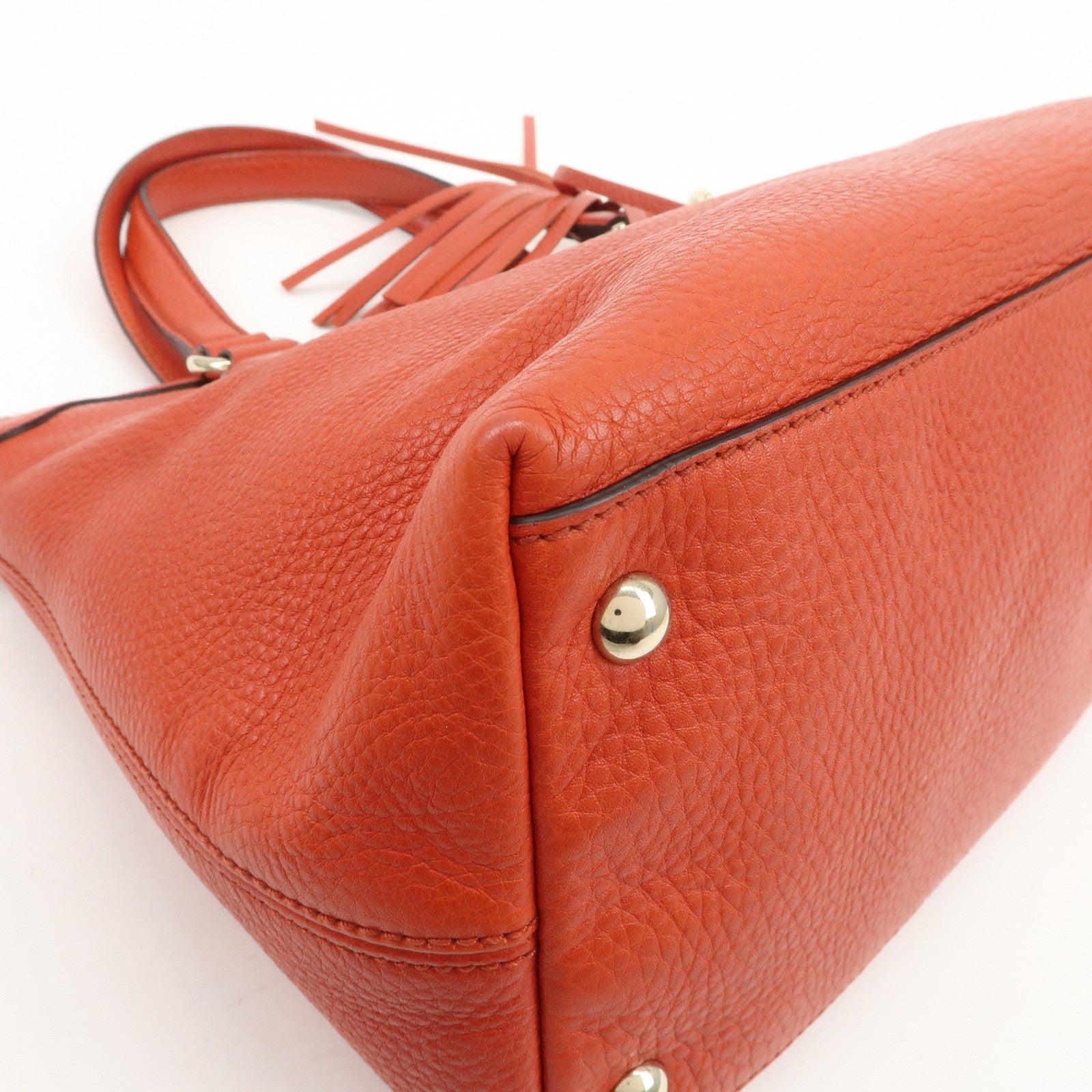 GUCCI SOHO Interlocking G Leather 2Way Hand Bag Orange 308362