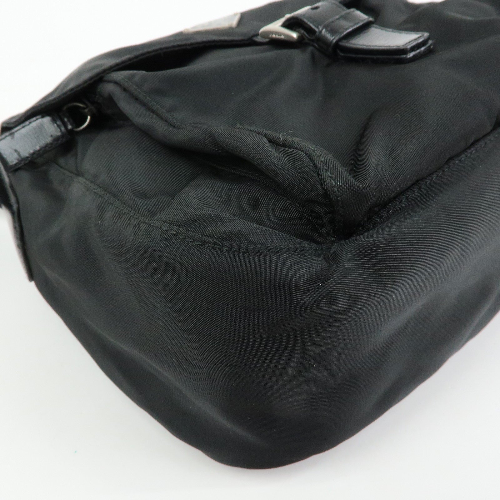 PRADA Triangle Logo Nylon Shoulder Bag Crossbody Bag Black BT8994