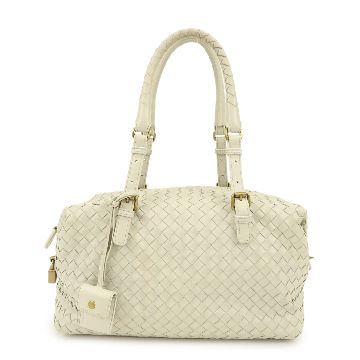 BOTTEGA VENETA Montaigne Intrecciato Leather Boston Bag 173398