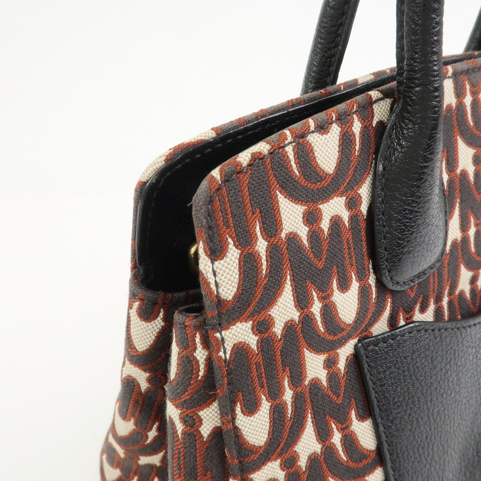MIU MIU Jacquard Leather 2Way Bag Hand Bag Shoulder Bag 5BA130