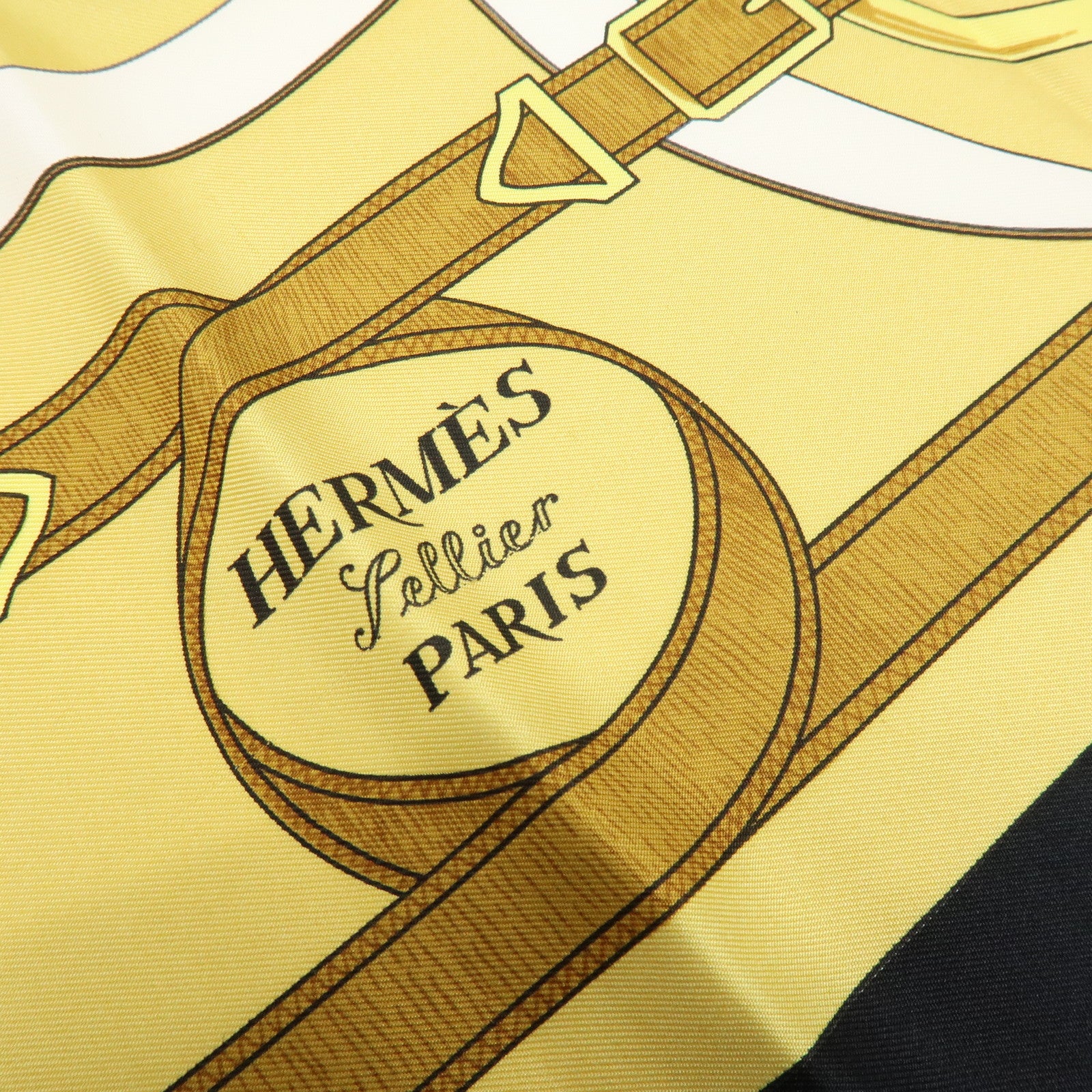 HERMES Carre 90 Set of 2 Silk 100% Scarf Black Gold Bordeaux