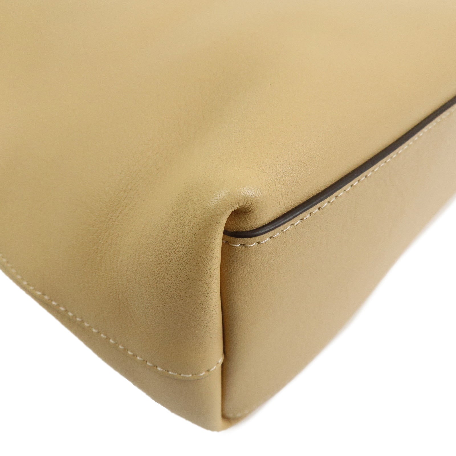 COACH Grain Calf Leather Brooklyn Shoulder Bag 39 Beige CU044