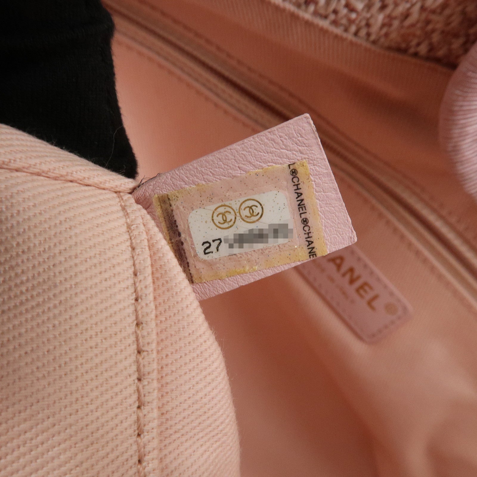 CHANEL Tweed Leather Deauville MM Shoulder Bag Tote Bag Pink
