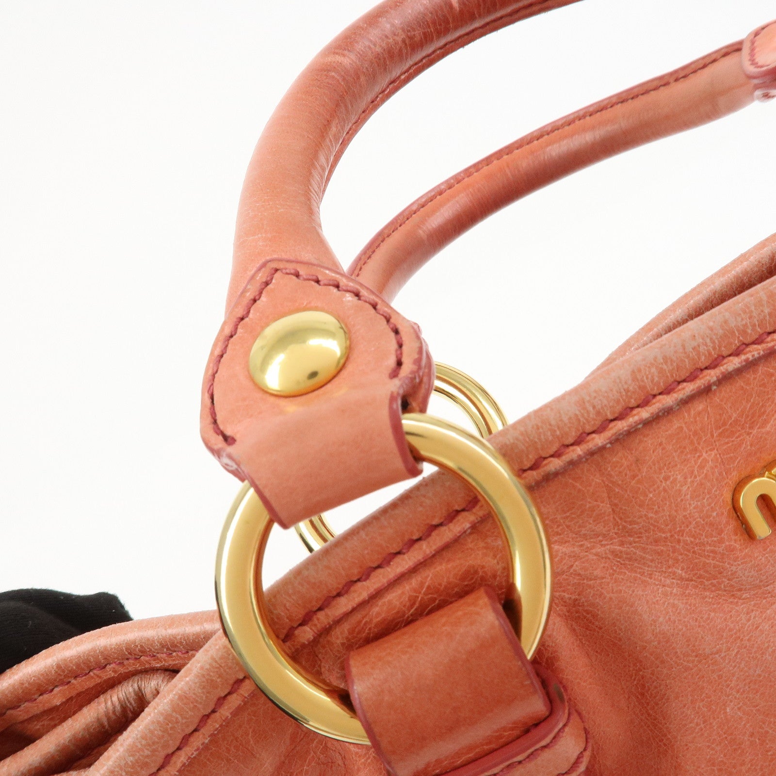 MIU MIU Leather 2Way Bag Hand Bag Shoulder Bag Crossbody Bag Pink