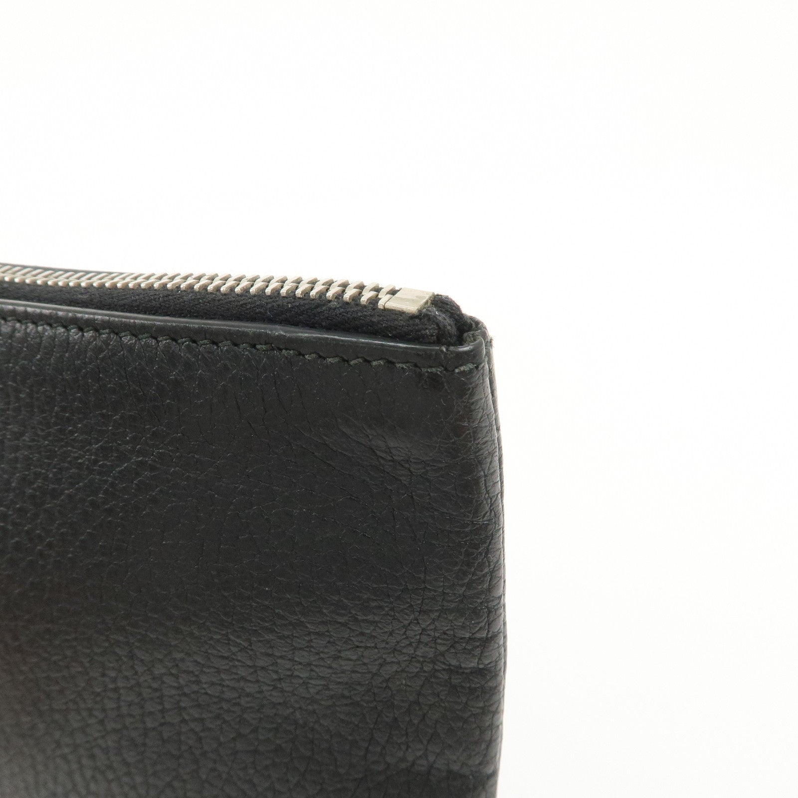 GUCCI Leather Clutch Bag Pouch Black Silver Hardware 546532 Used