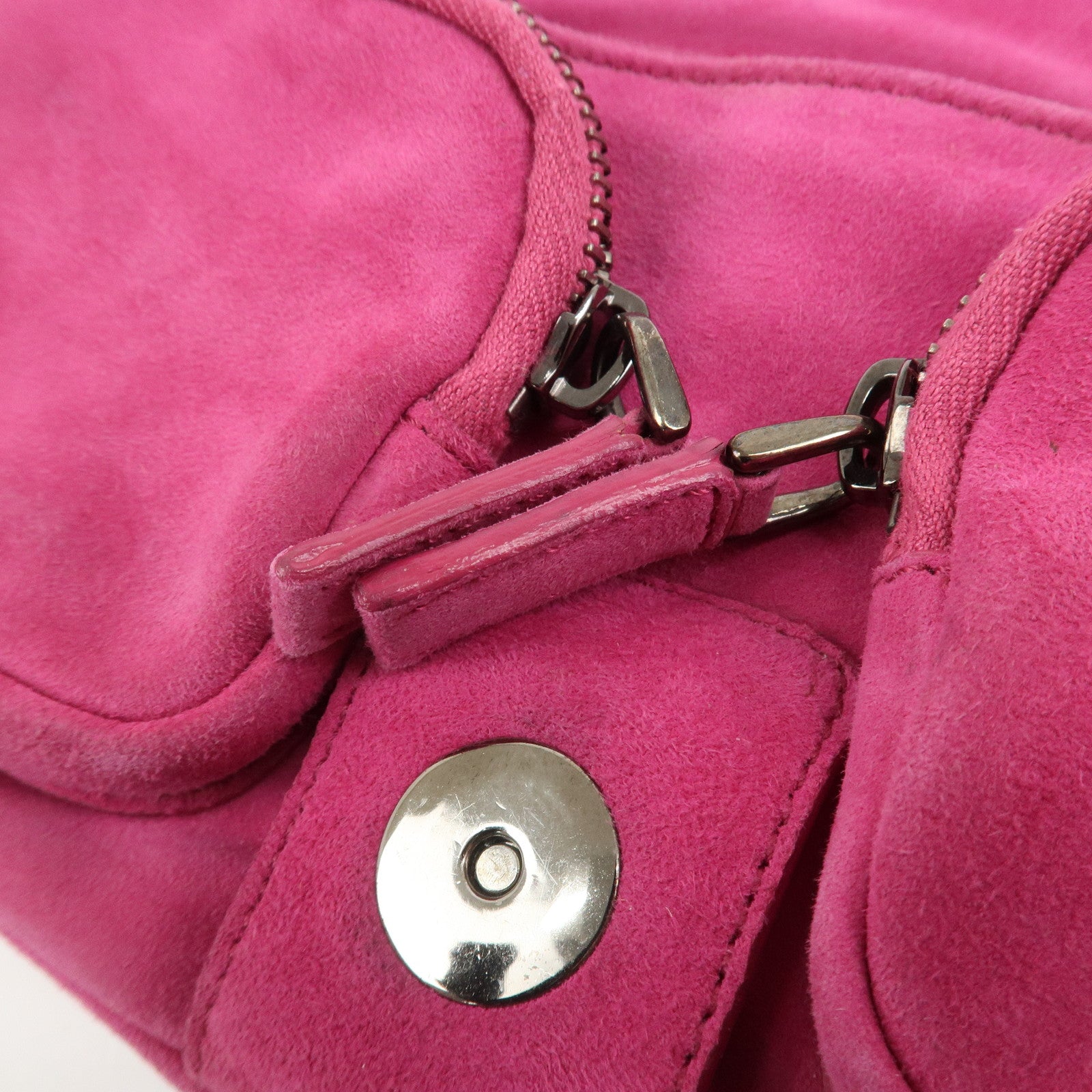 PRADA Triangle Logo Suede Shoulder Bag Hand Bag Pink BR2635