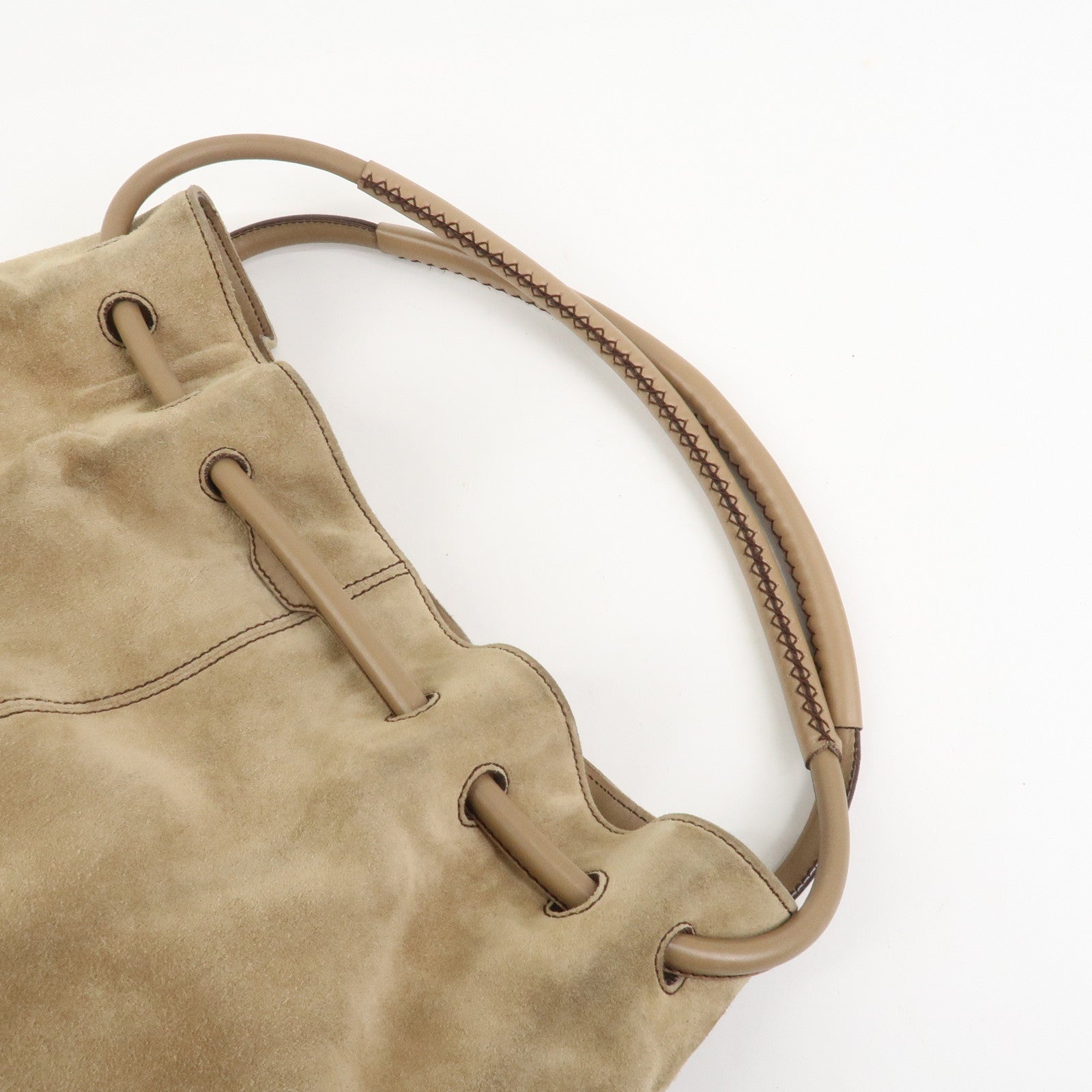 Ferragamo Suede Shoulder Bag Hand Bag Beige