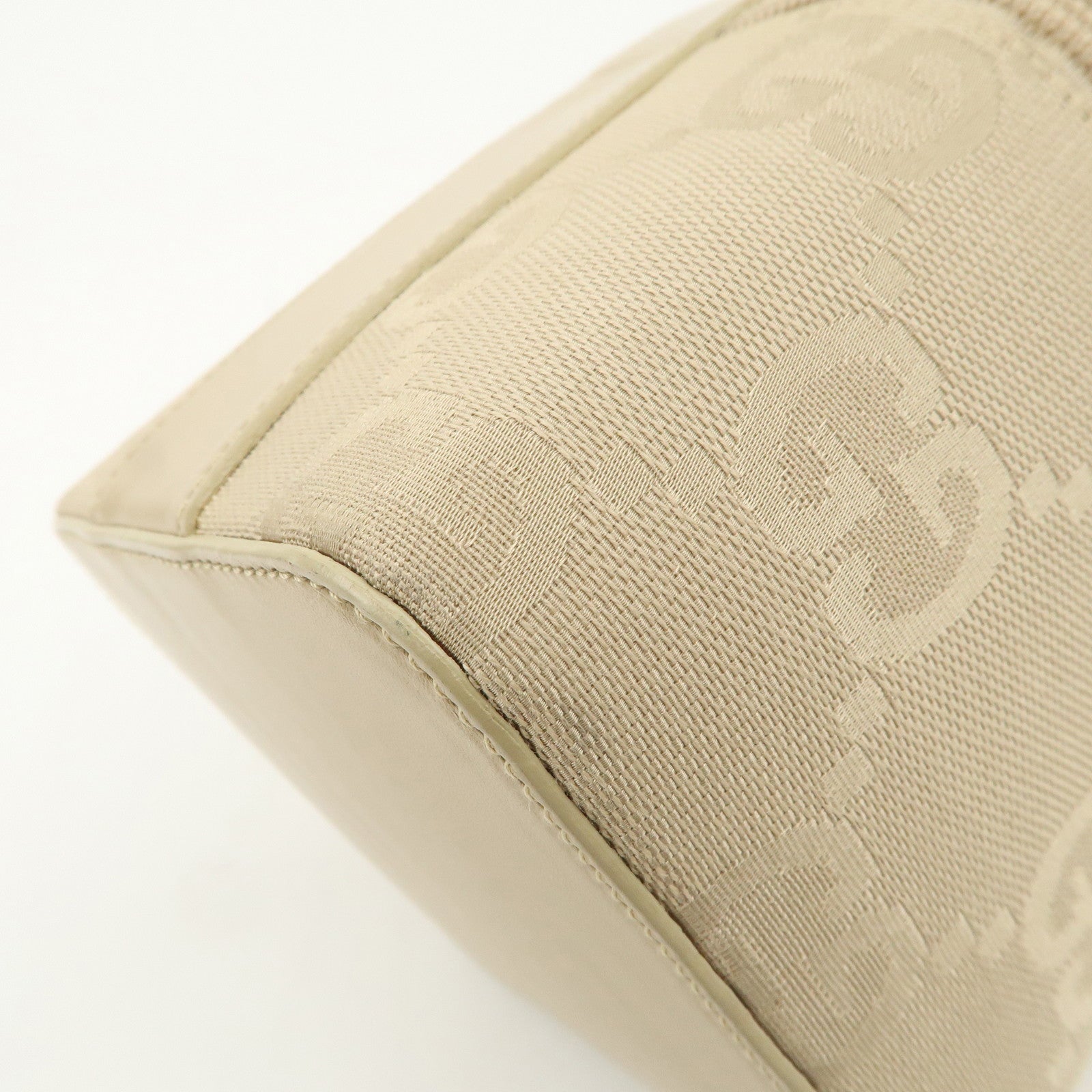 GUCCI GG Canvas Leather Vanity Bag Hand Bag Light Beige 039.1052