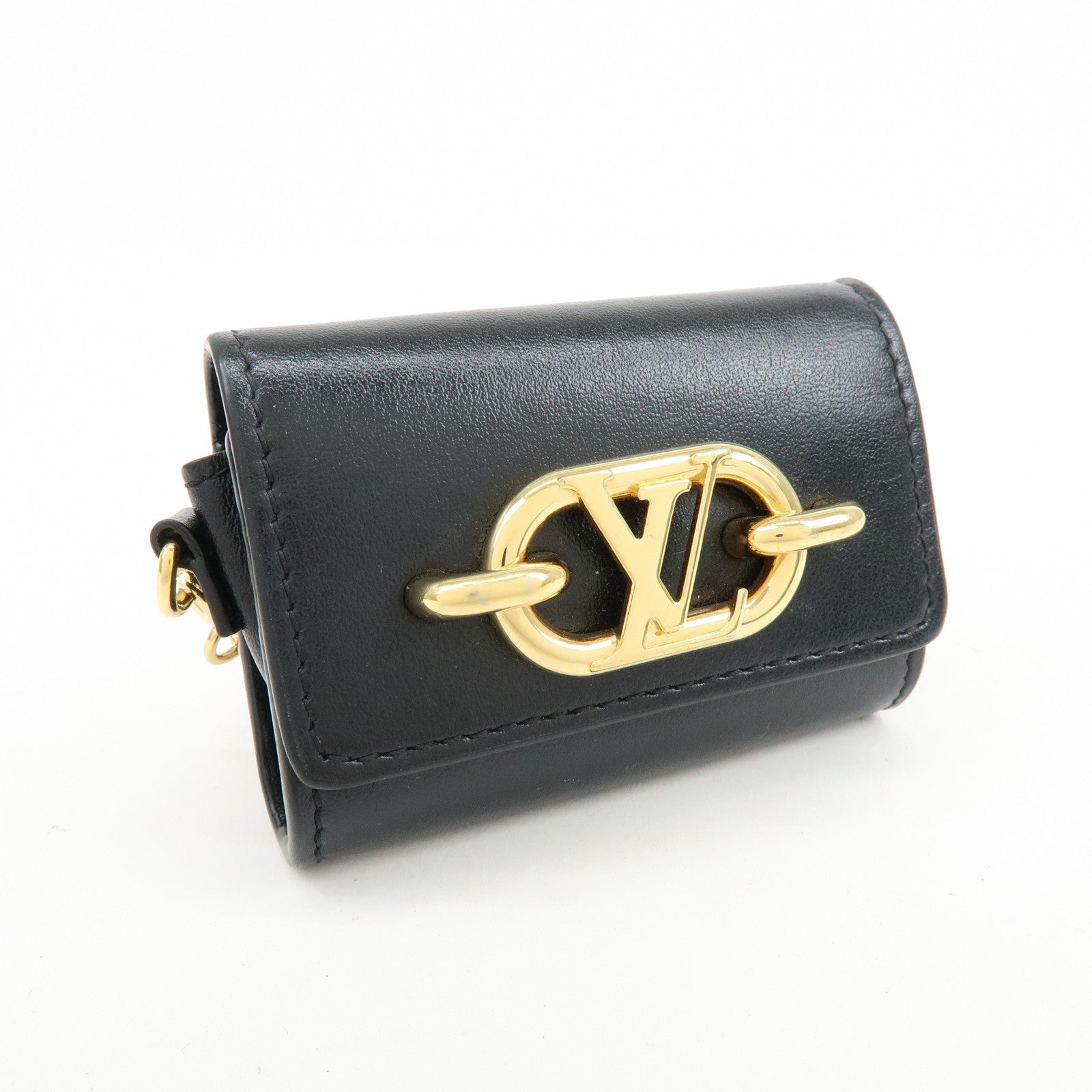 Louis Vuitton Leather Bijou Sac Earphone Case Pouch Noir M00829