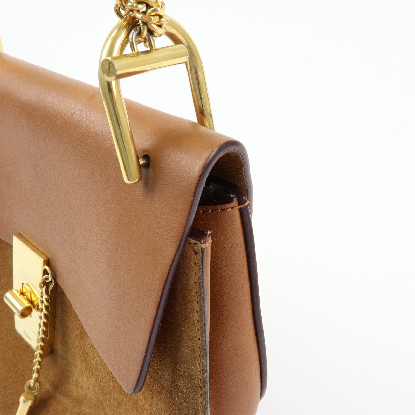 Chloe Drew Leather Suede Shoulder Bag Crossbody Bag Brown