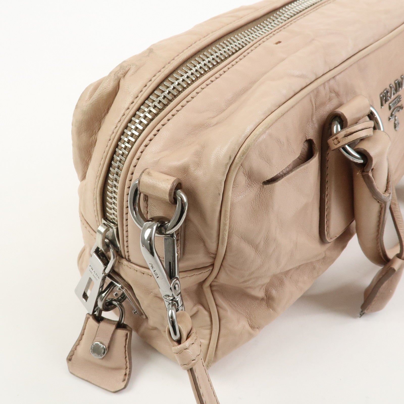 PRADA Nappa Leather 2Way Bag Hand Bag Shoulder Bag Light Pink