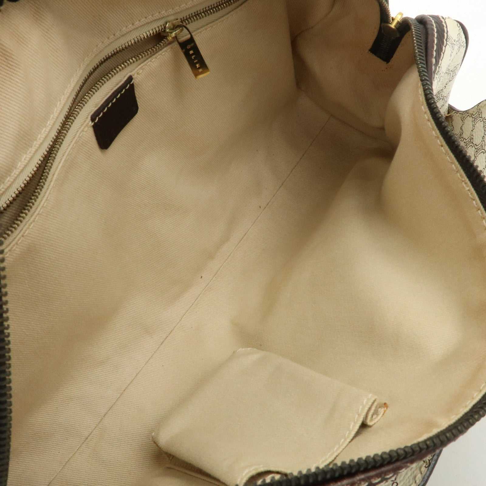 CELINE Macadam PVC Leather Mini Boston Bag Dark Brown White