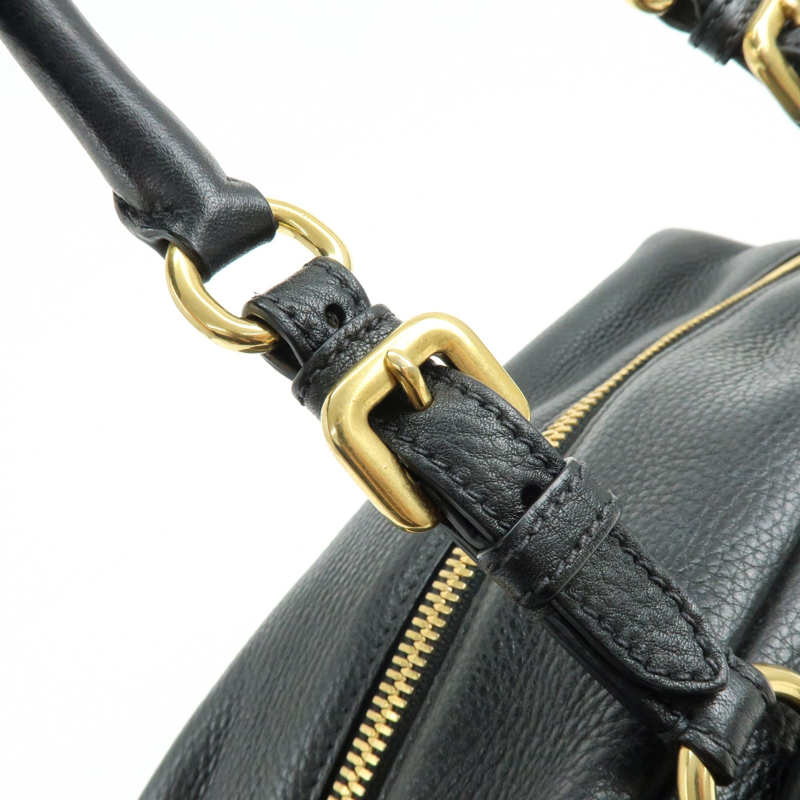 PRADA Vitello Daino Leather Shoulder Bag Hand Bag Black B3091M