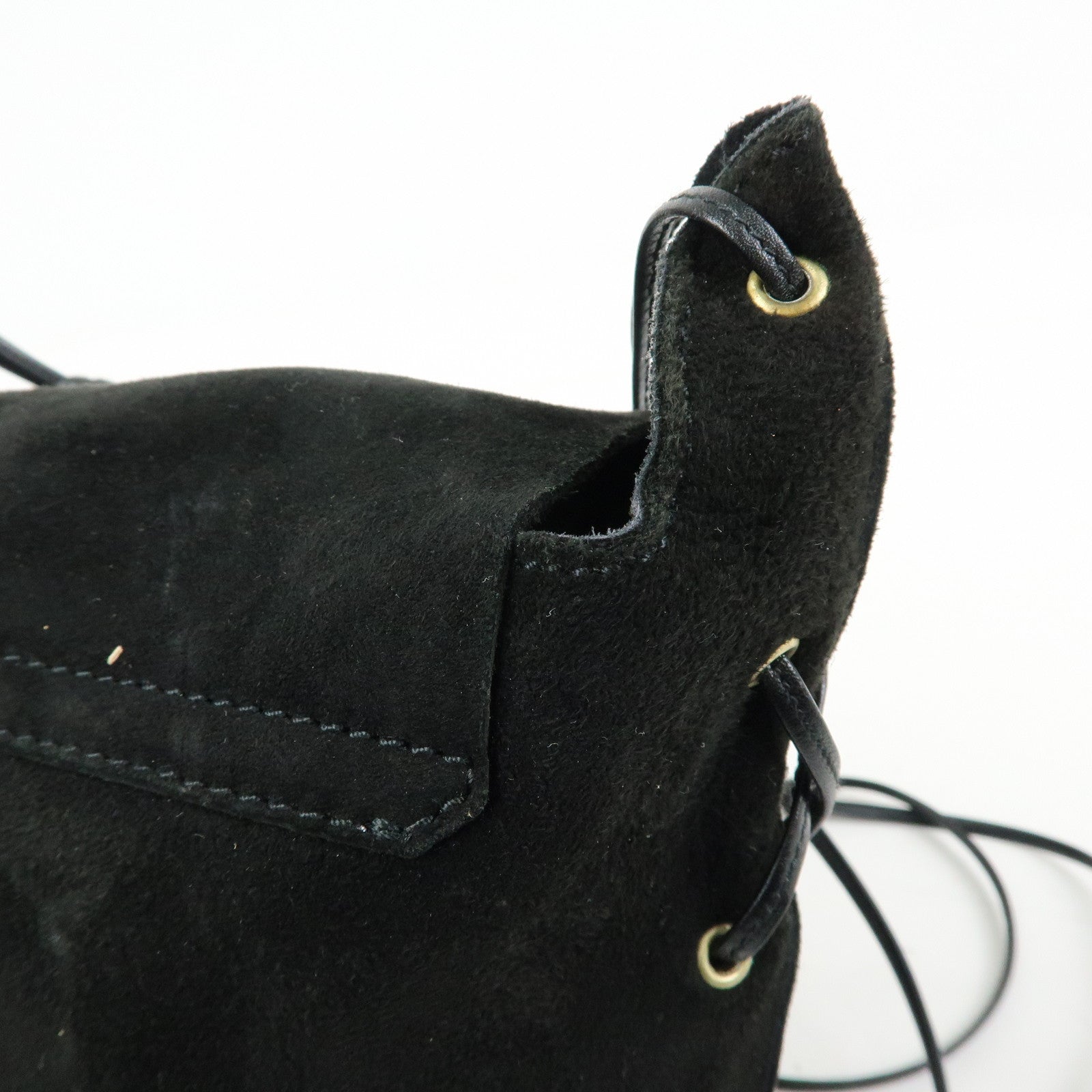 GUCCI Heart Suede Leather Shoulder Bag Crossbody Bag Black 95107