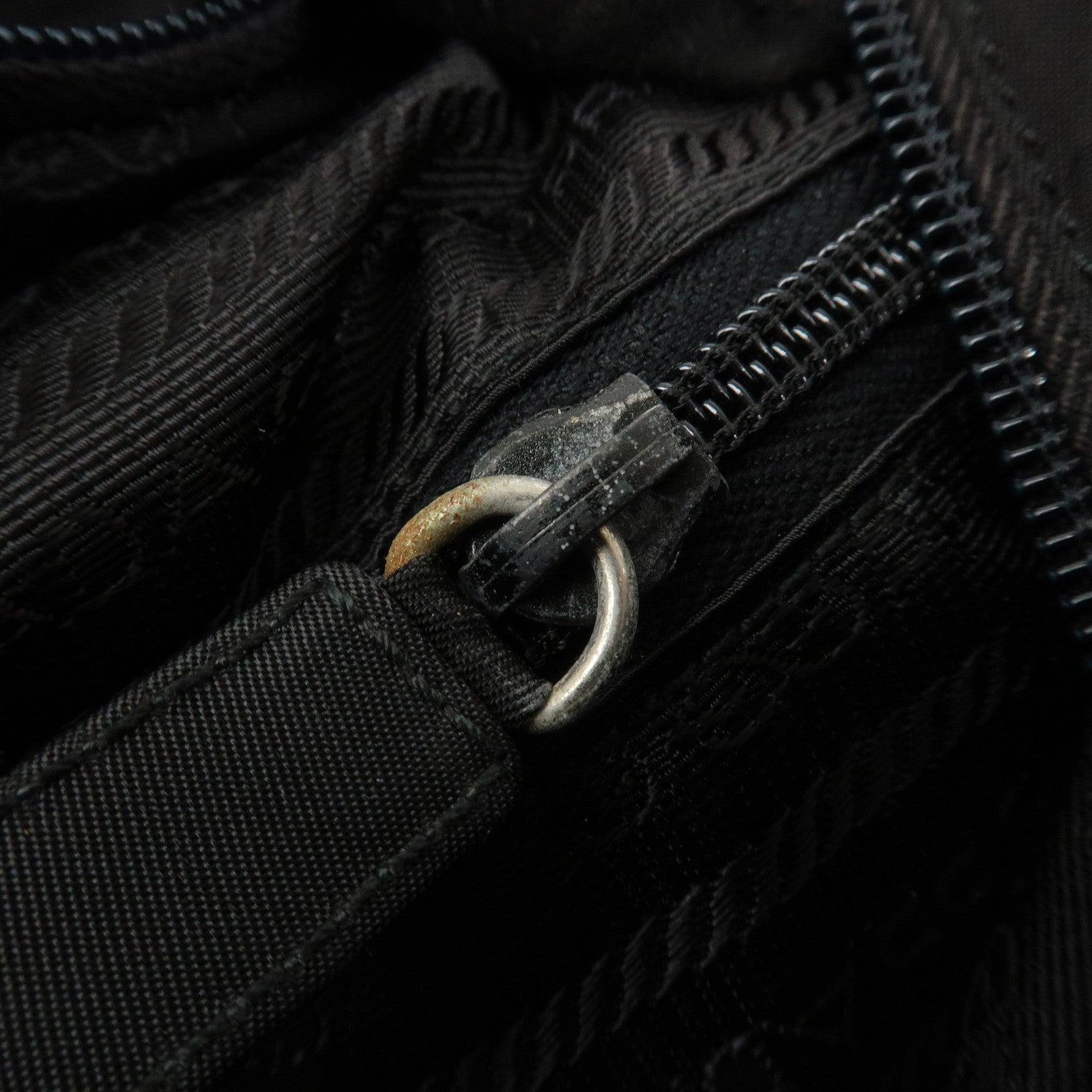 PRADA Triangle Logo Nylon Hand Bag Shoulder Bag Black H5692