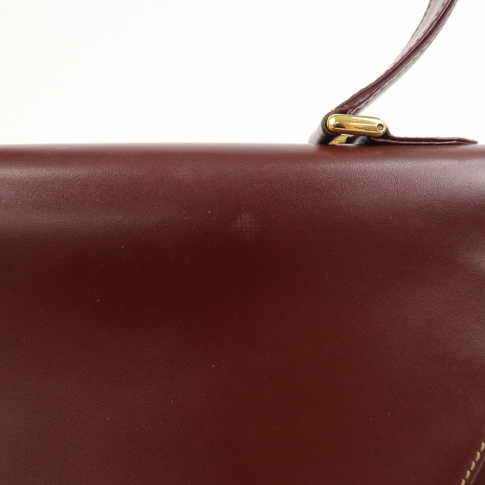 Cartier Must Line Leather Hand Bag Bordeaux Gold HDW