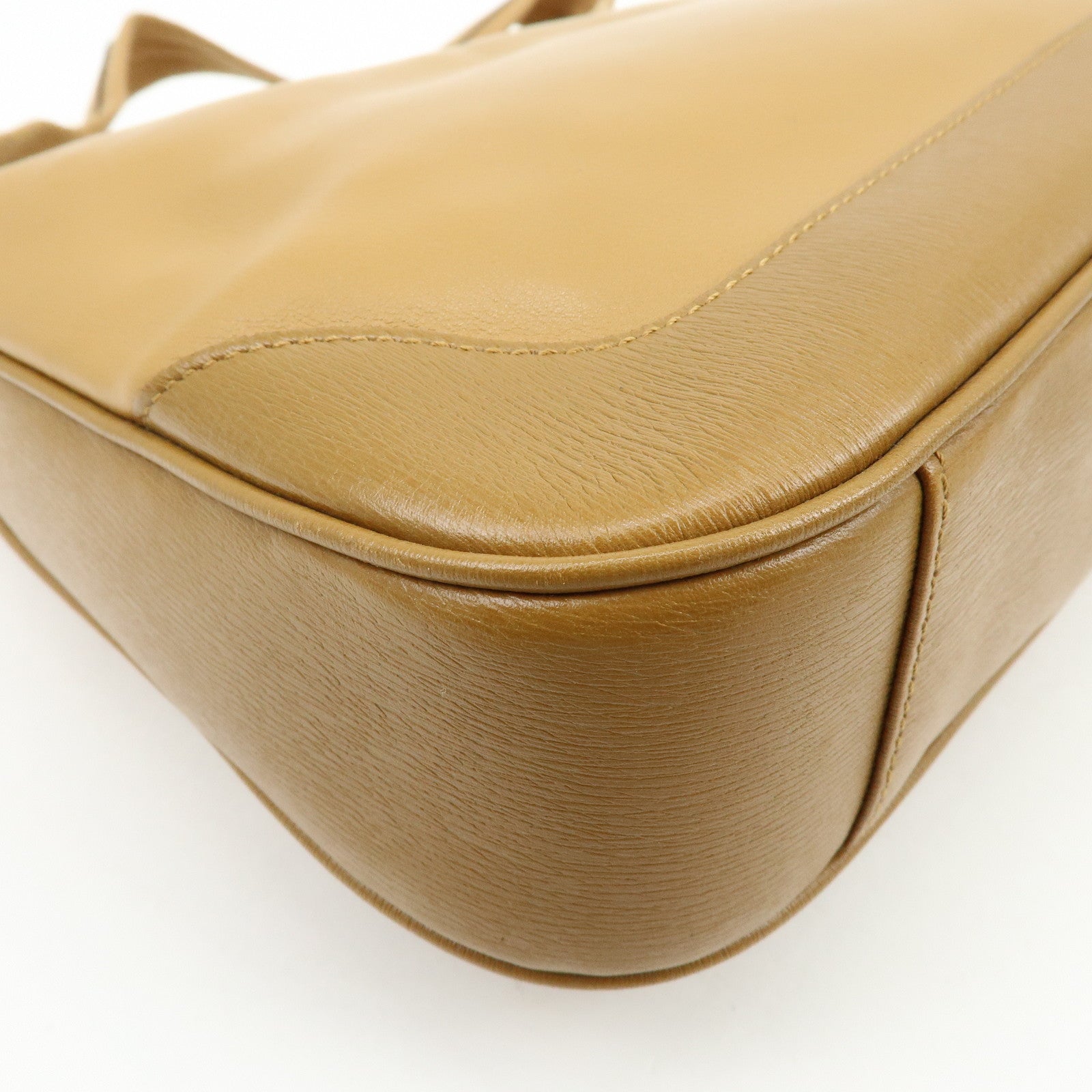 GUCCI Bamboo Leather 2Way Bag Hand Bag Shoulder Bag Brown 001・4095