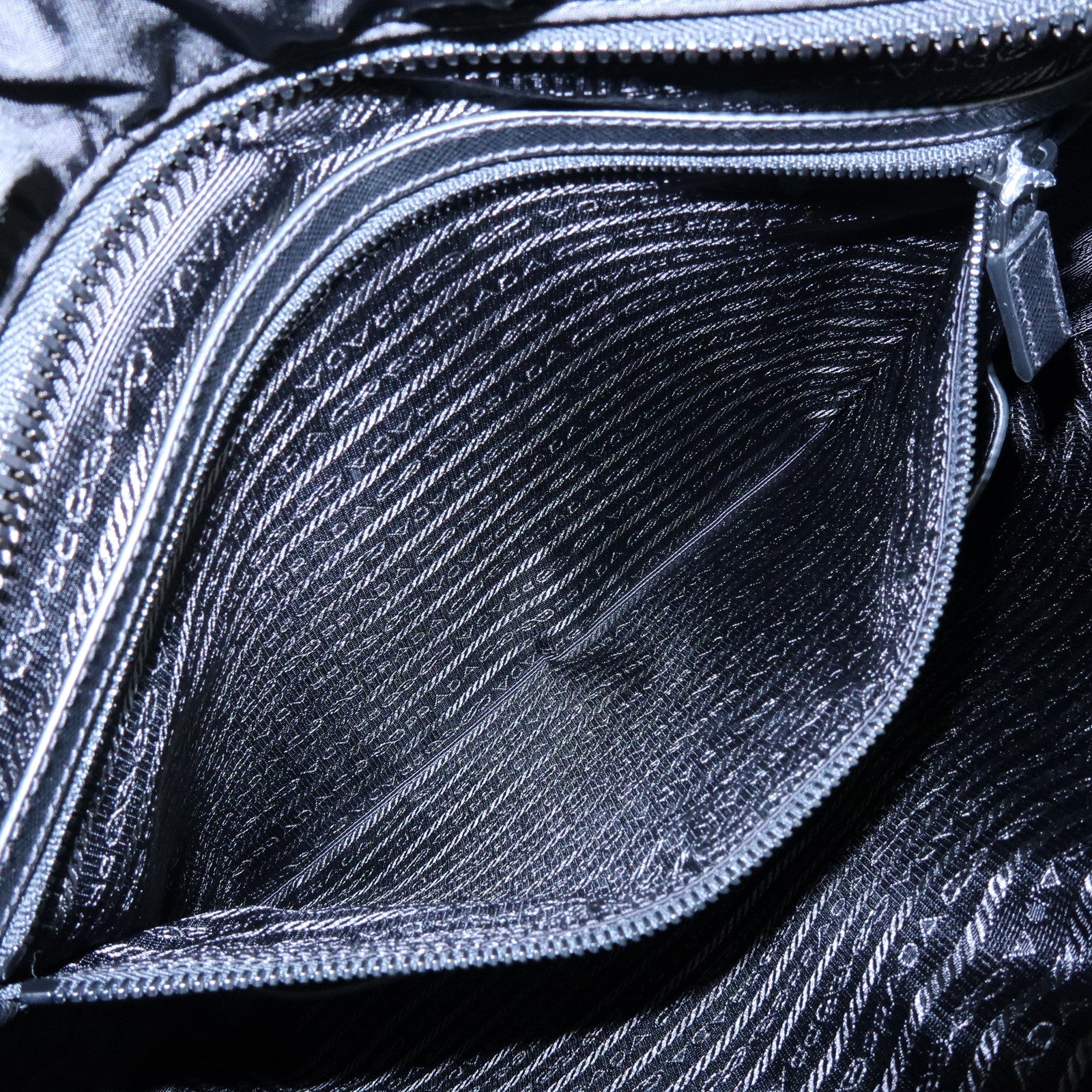 PRADA Triangle Logo Re-Nylon Saffiano Leather Tote Bag Black 2VG860