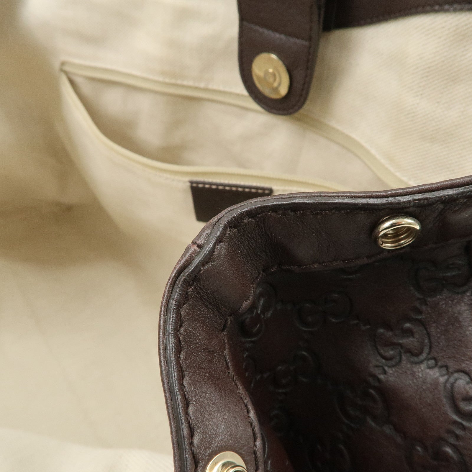 GUCCI Sukey Guccissima Leather Tote Bag Hand Bag Ivory 211944