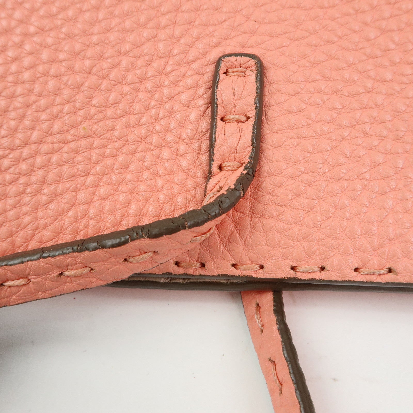 FENDI Selleria Carla Leather Tote Bag Shoulder Bag Pink 8BH257