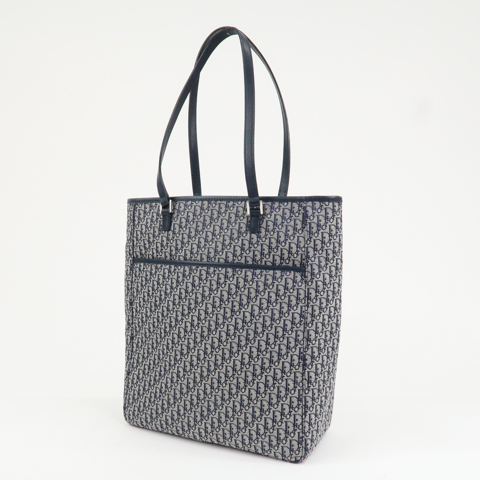 Christian Dior Trotter Canvas Leather Tote Bag Shoulder Bag Navy