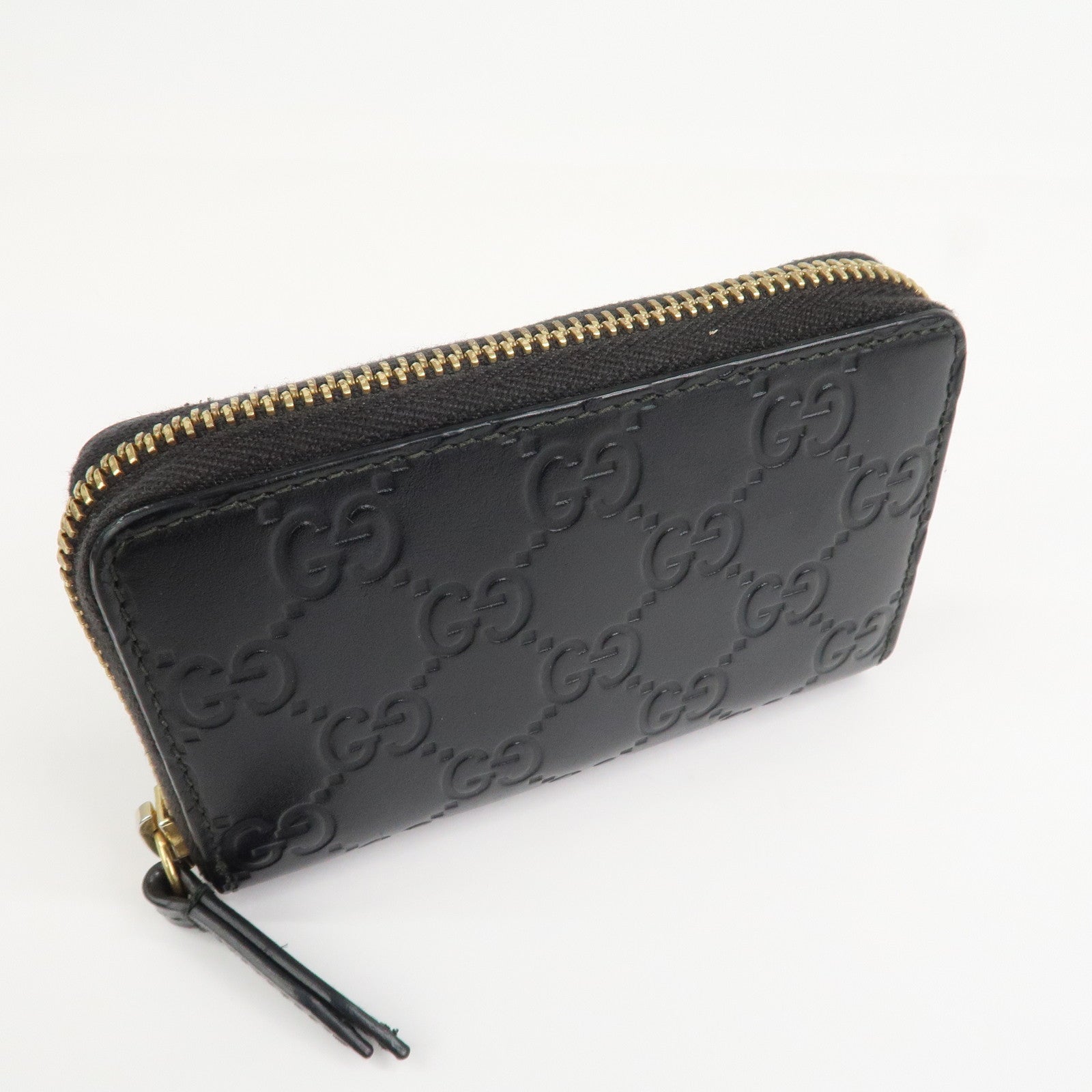GUCCI Guccissima Leather Card Case Card Holder Black 447939