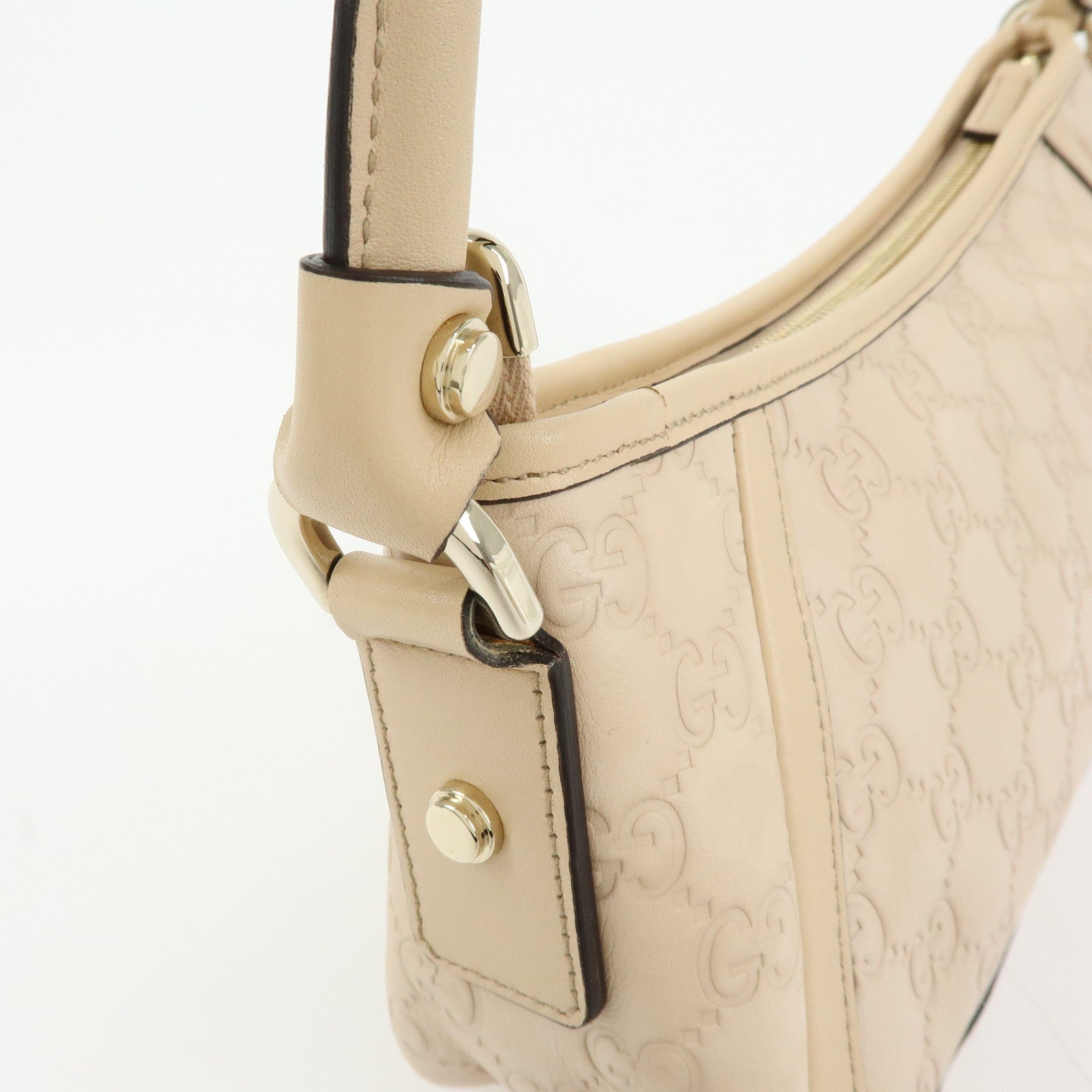 GUCCI Abbey Guccissima Leather Hand Bag Shoulder Bag Beige 130939