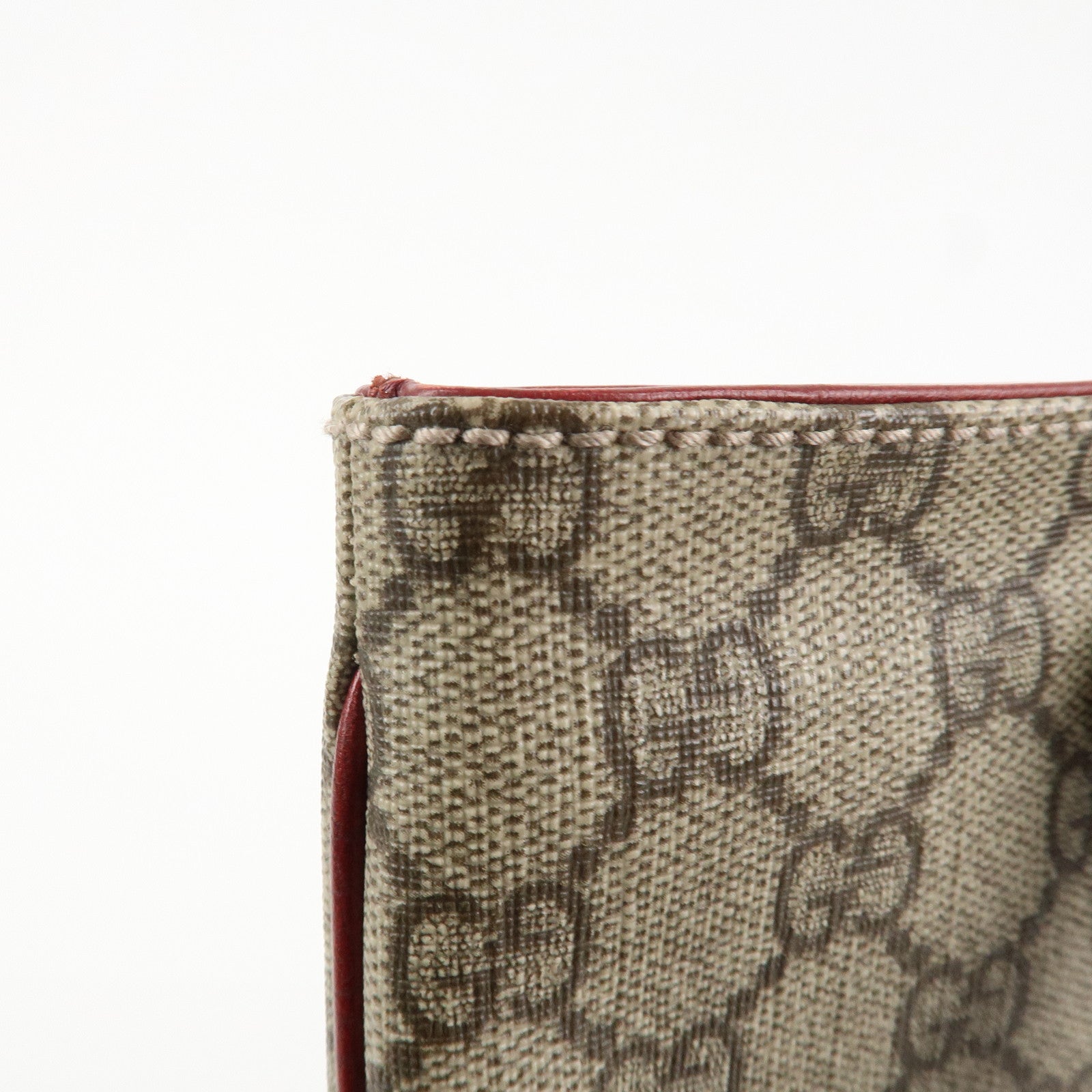 GUCCI Gucci GG Supreme Leather Tote Bag Hand Bag Beige Red 117551