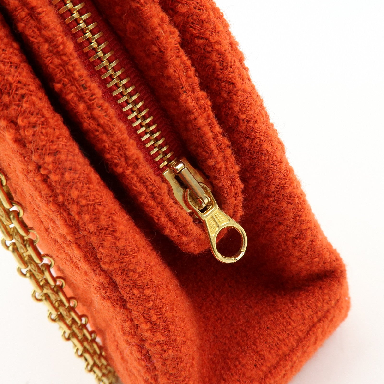 CHANEL COCO Mark Tweed Chain Shoulder Bag Hand Bag Red