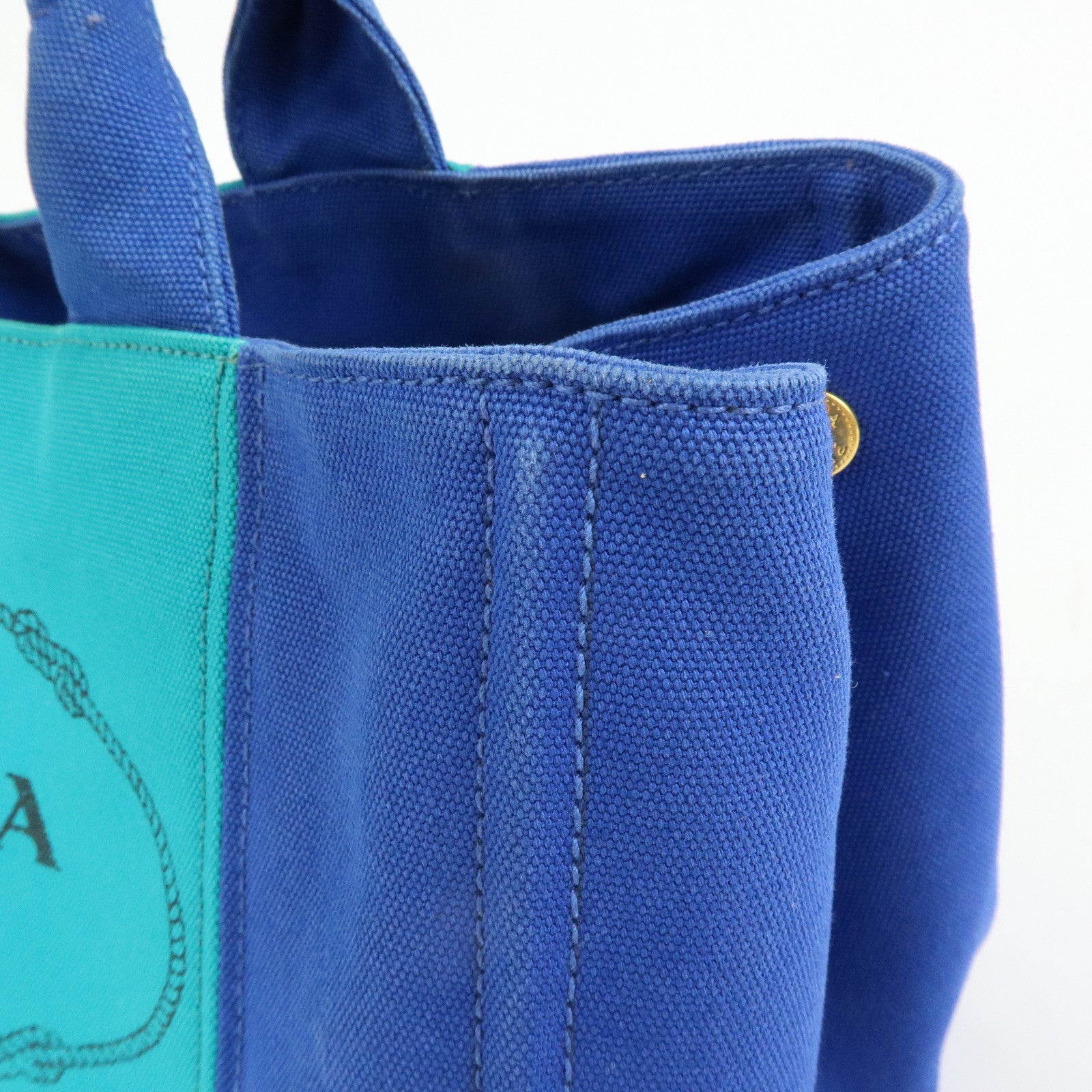 PRADA Triangle Logo Canapa Canvas 2Way Bag Tote Bag Blue BN2642