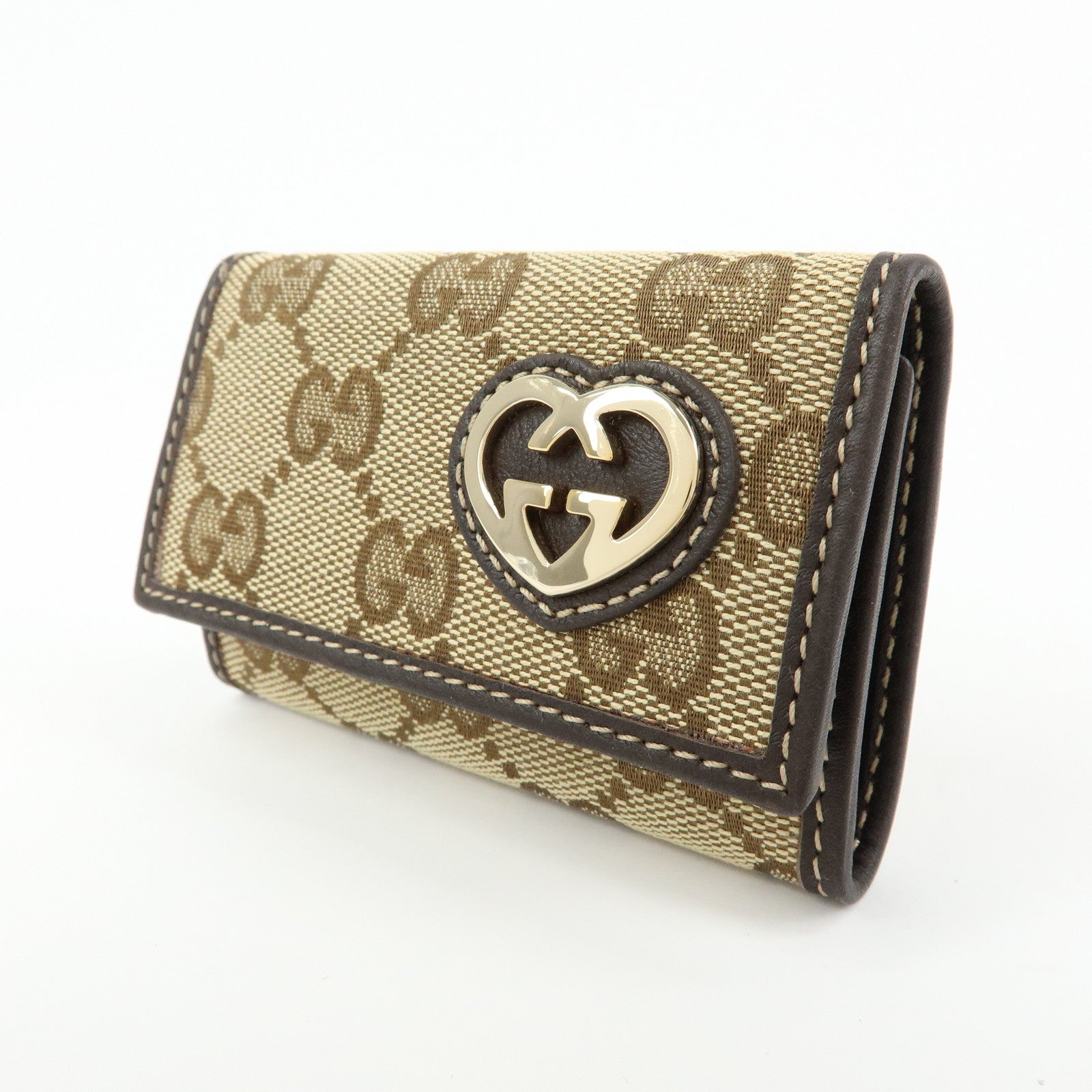 GUCCI Interlocking G Lovery Heart GG Canvas 6 Ring Key Case 257217