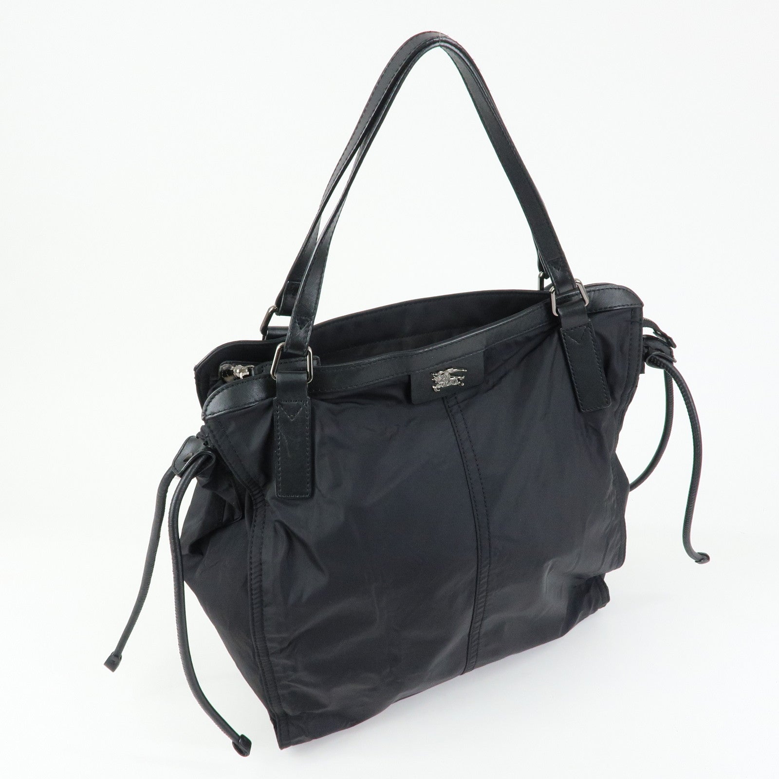 BURBERRY Nylon Leather Tote Bag Shoulder Bag Black