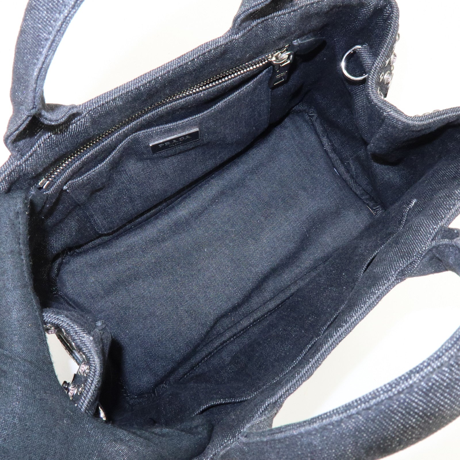 PRADA Triangle Logo Canapa Mini Bijou Denim Canvas 2Way Bag BN2439