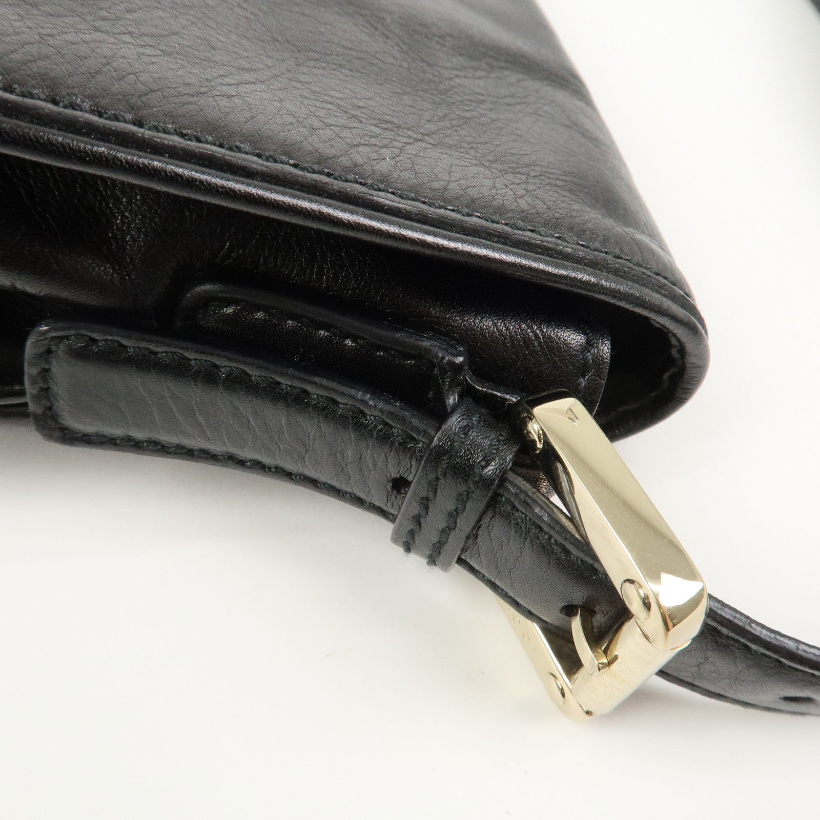 GUCCI Interlocking G Leather Shoulder Bag Hand Bag Black 161727